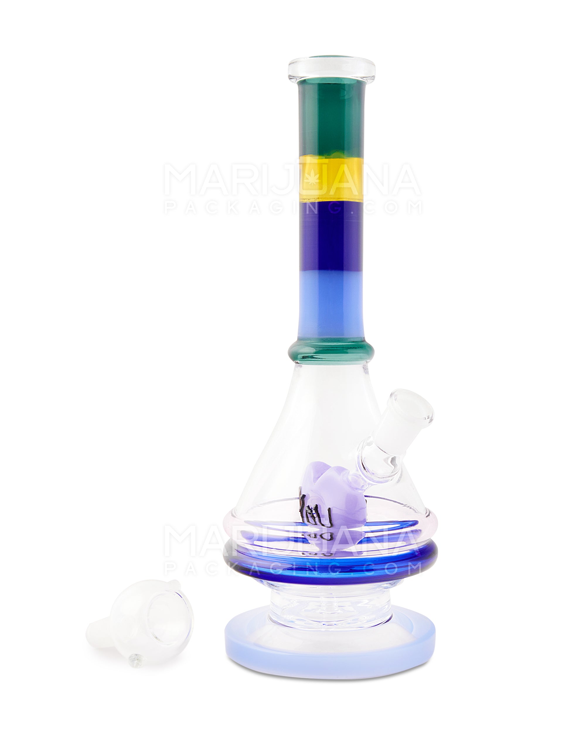 Straight Neck Vase Heart Percolator Glass Straight Water Pipe w/ Thick Base | 10in Tall - 14mm Bowl - Assorted