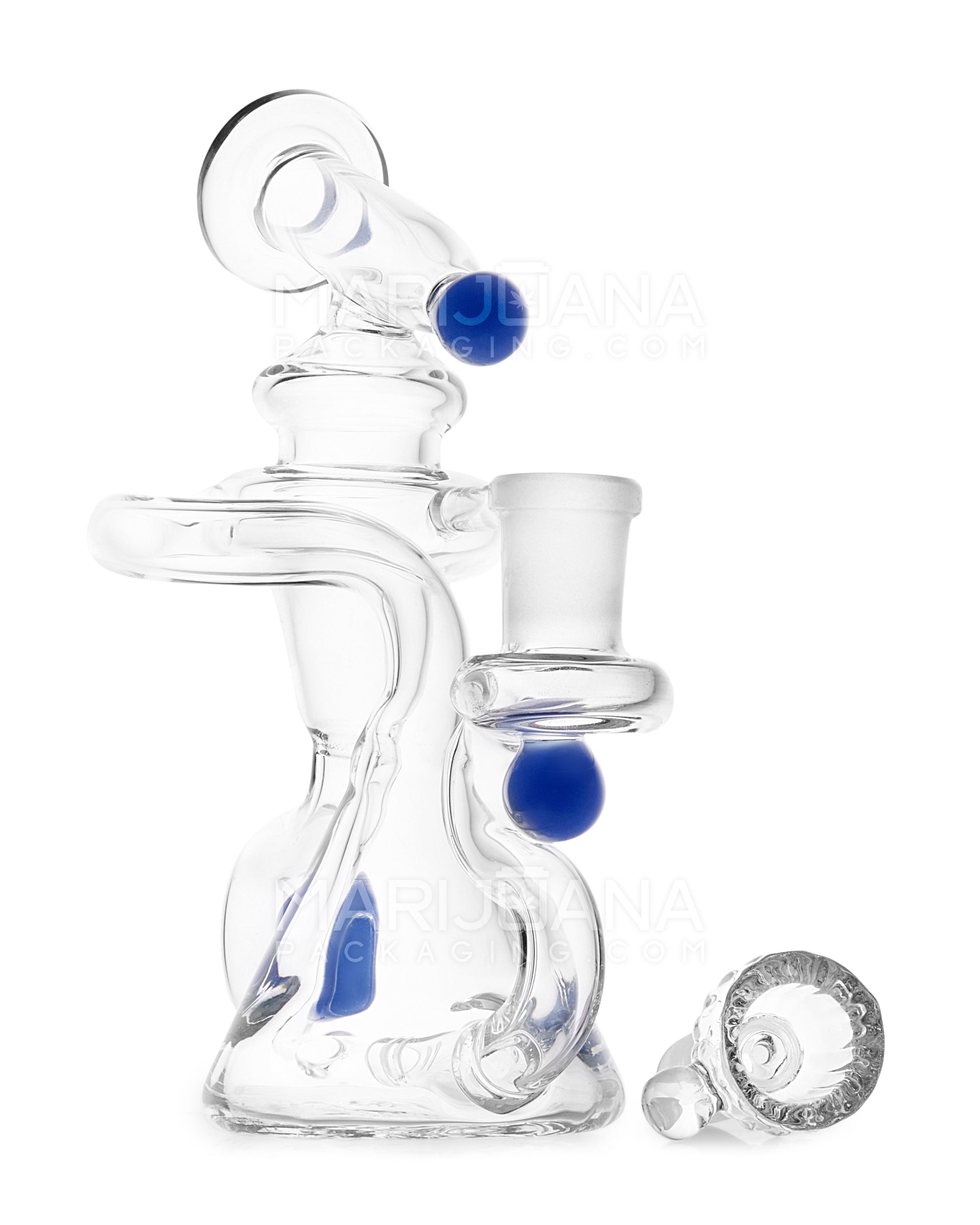 USA Glass | Single Funnel Uptake Recycler Water Pipe | 6in Tall - 14mm Bowl - Assorted