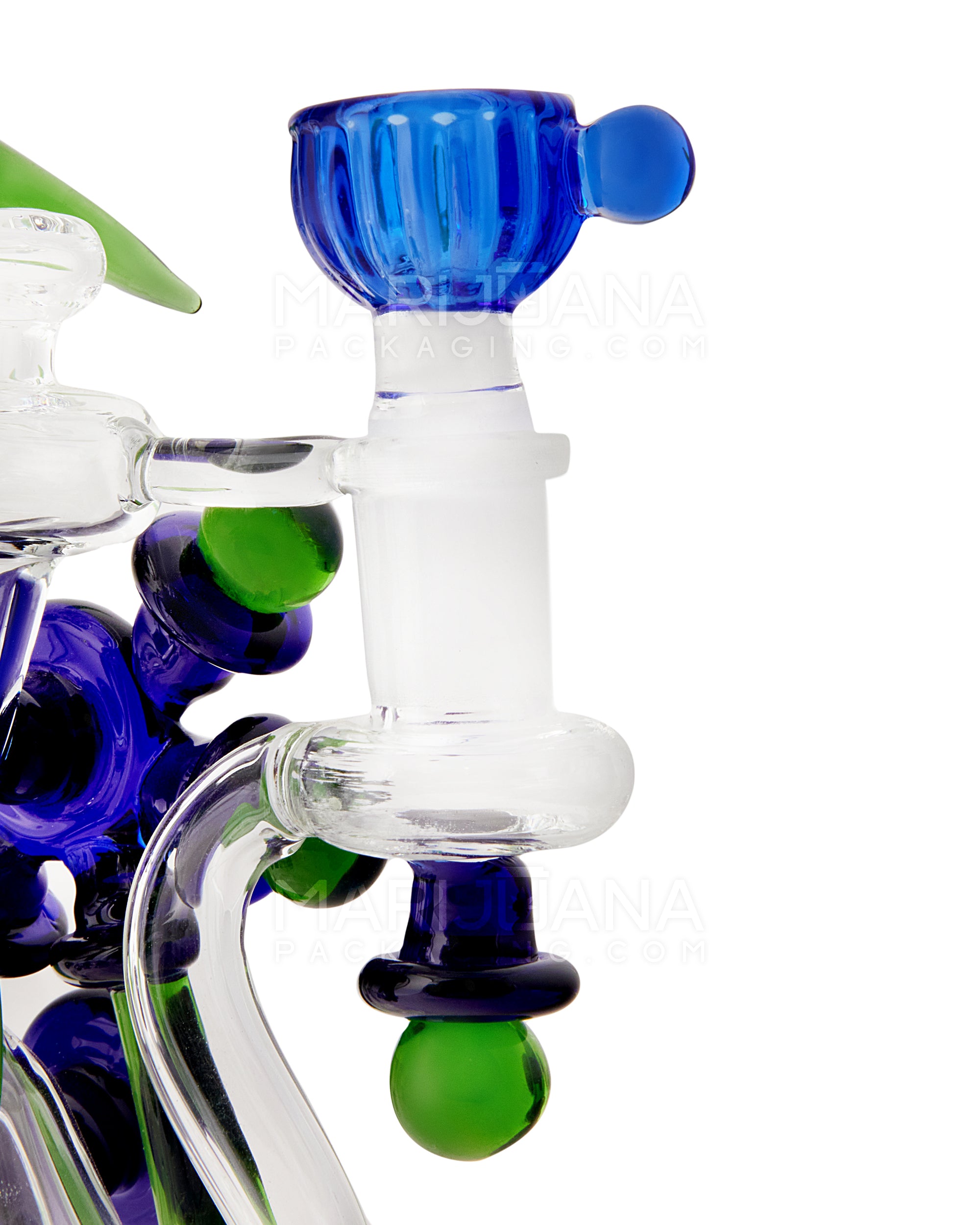 USA Glass | Bent Neck Claw Design Recycler Water Pipe | 7in Tall - 14mm Bowl - Blue Green - 4