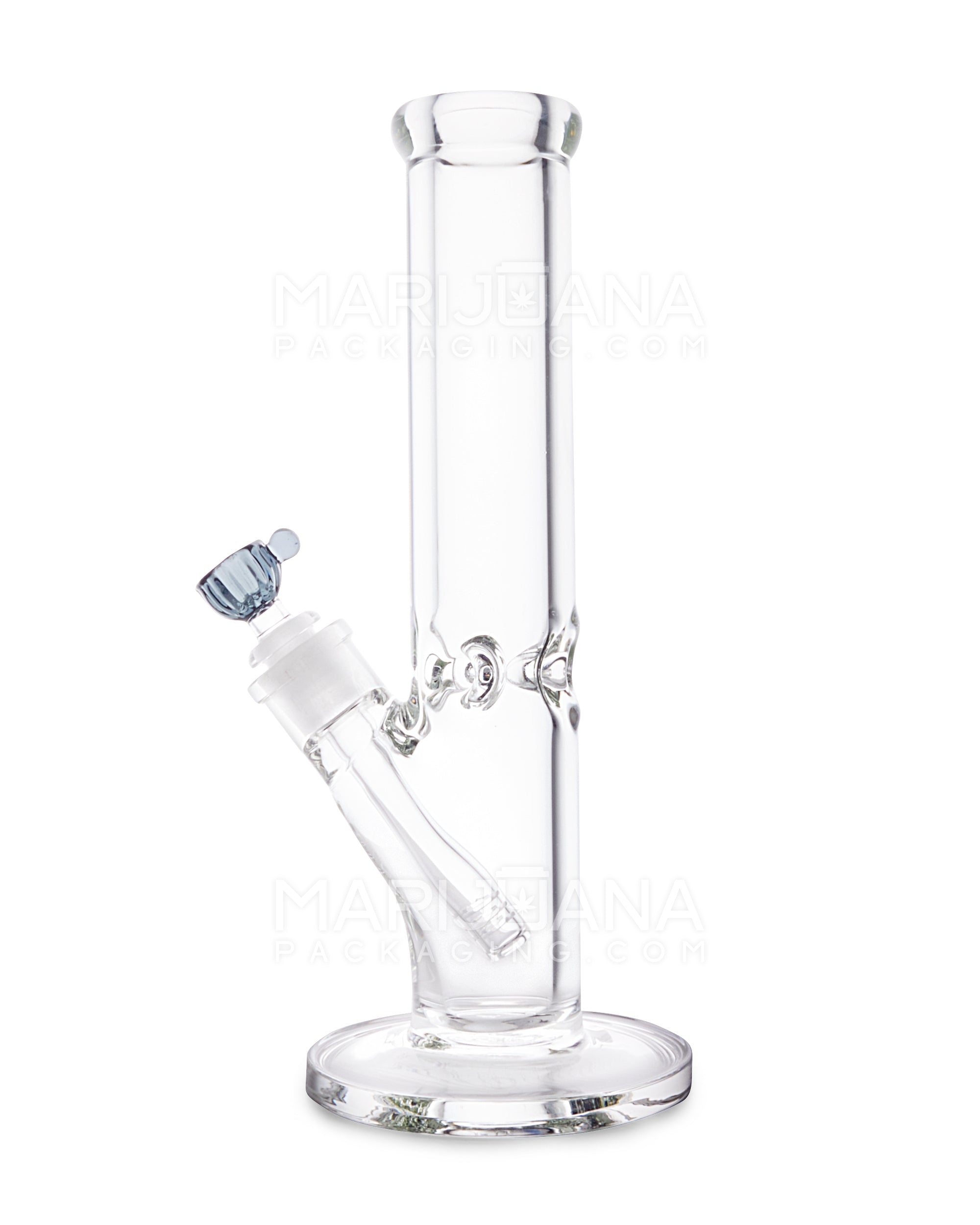 USA Glass | Straight Neck Heavy Glass Water Pipe w/ Ice Catcher | 12in Tall - 14mm Bowl - Clear