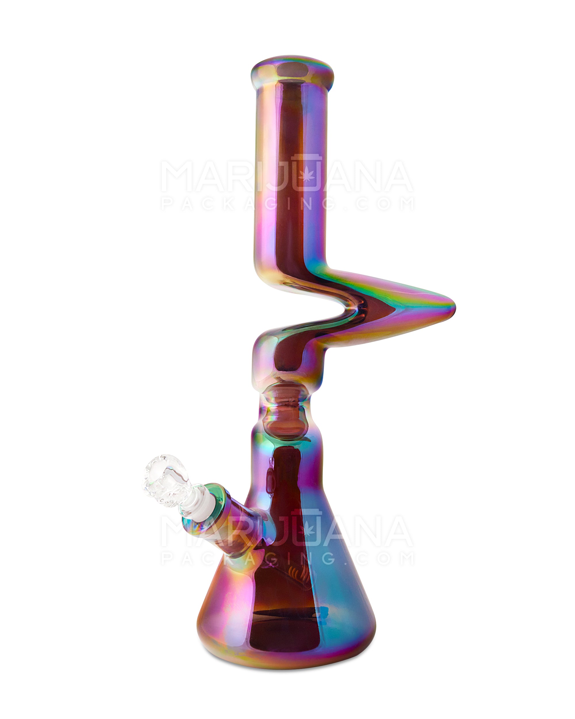 USA Glass | Z-Neck Heavy Zong Glass Beaker Water Pipe | 16in Tall - 14mm Bowl - Assorted