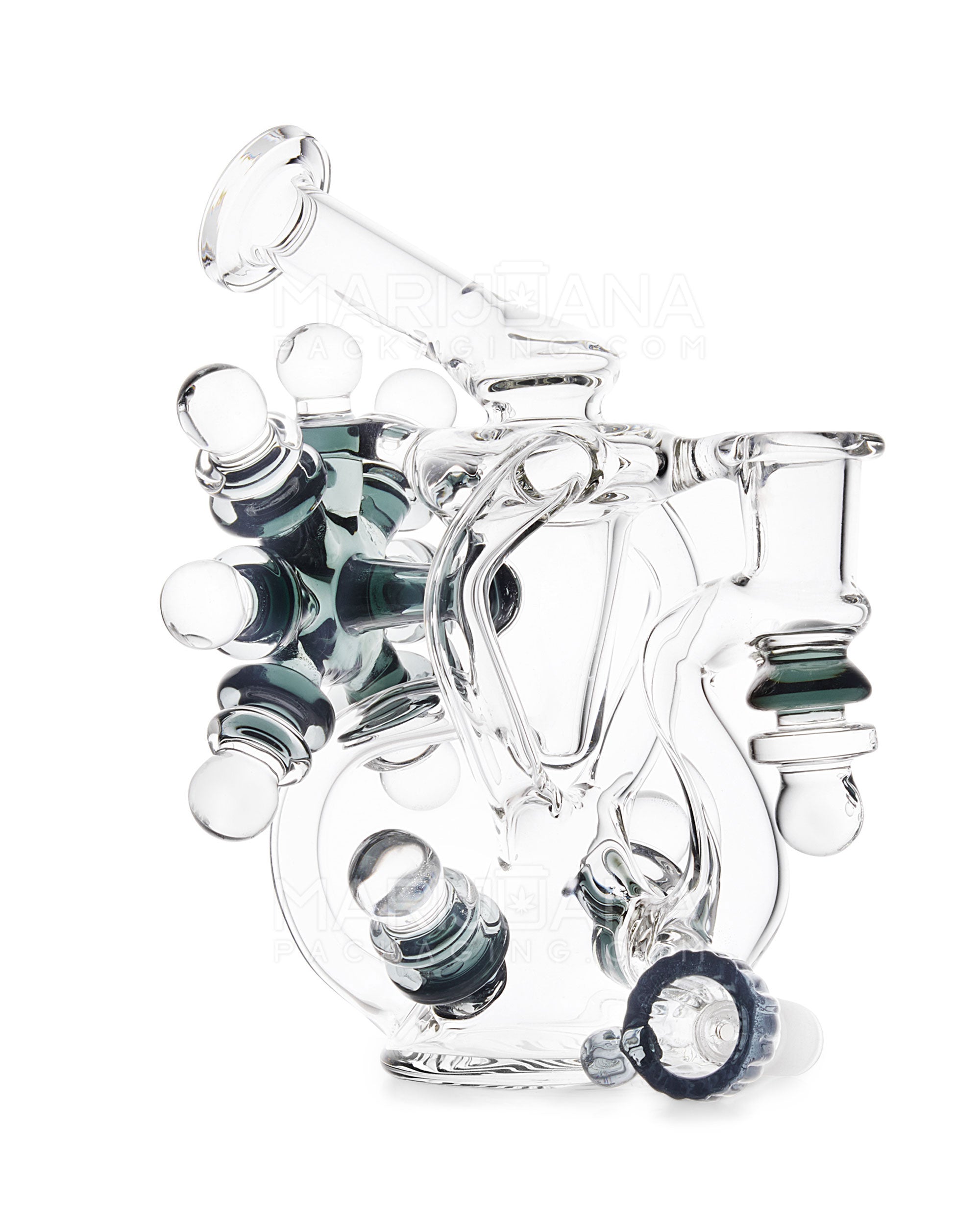 USA Glass | Bent Neck Dual Uptake Avatar Design Water Pipe | 7in Tall - 14mm Bowl - Smoke