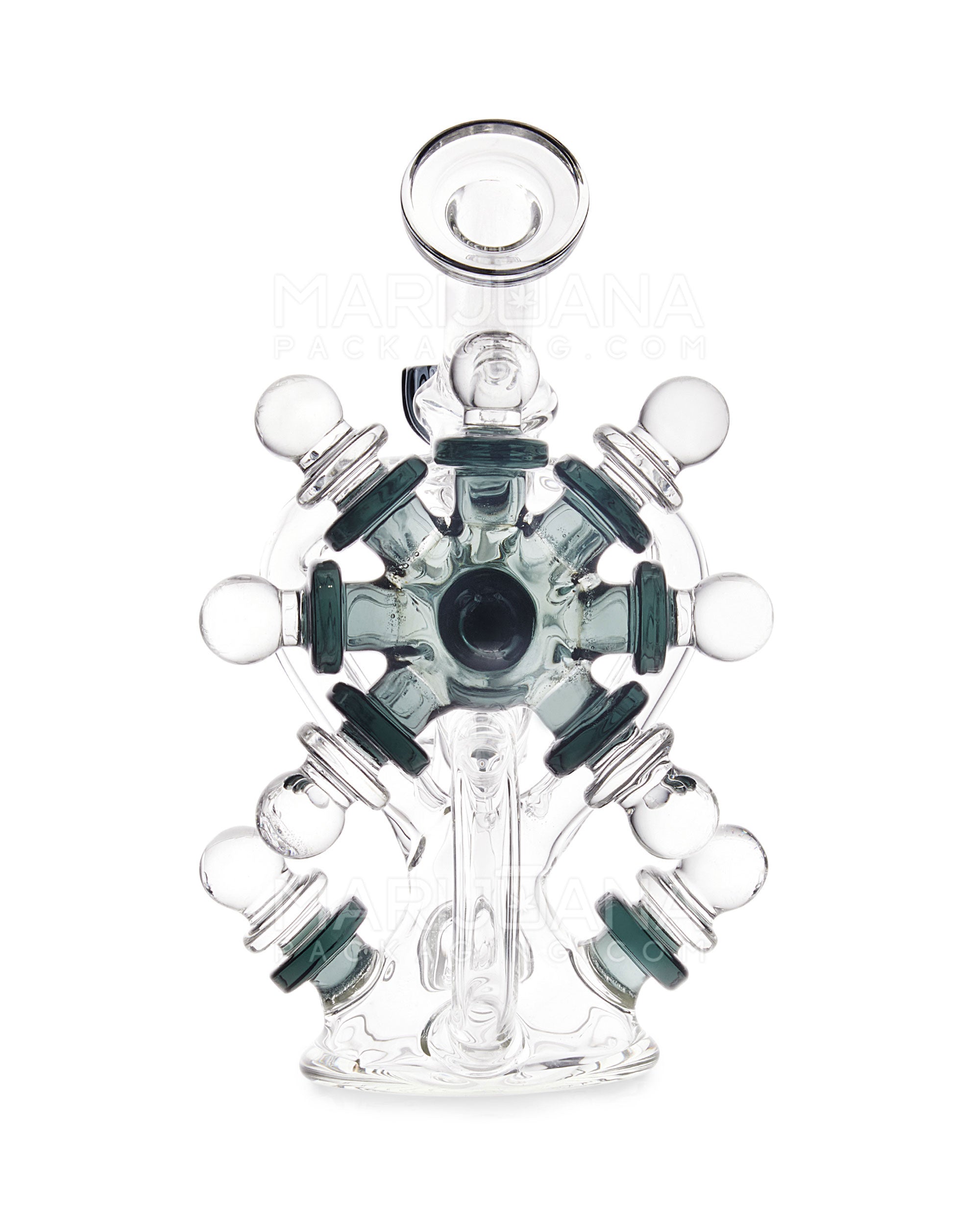 USA Glass | Bent Neck Dual Uptake Avatar Design Water Pipe | 7in Tall - 14mm Bowl - Smoke