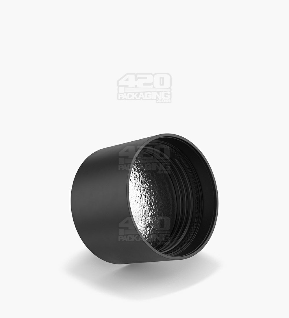 POLLEN GEAR | HiLine Child Resistant Smooth Push Down & Turn Plastic Scooped Caps w/ Foil Liner | 52mm - Matte Black - 72 Count