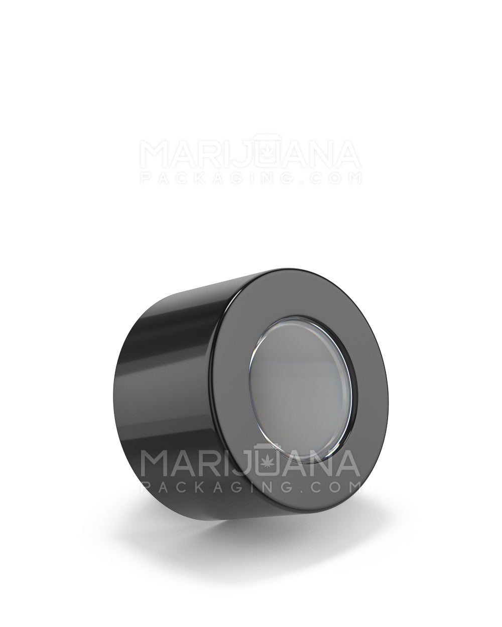 POLLEN GEAR HiLine Child Resistant Smooth Push Down & Turn Plastic Magnifying Caps | 50mm - Glossy Black | Sample