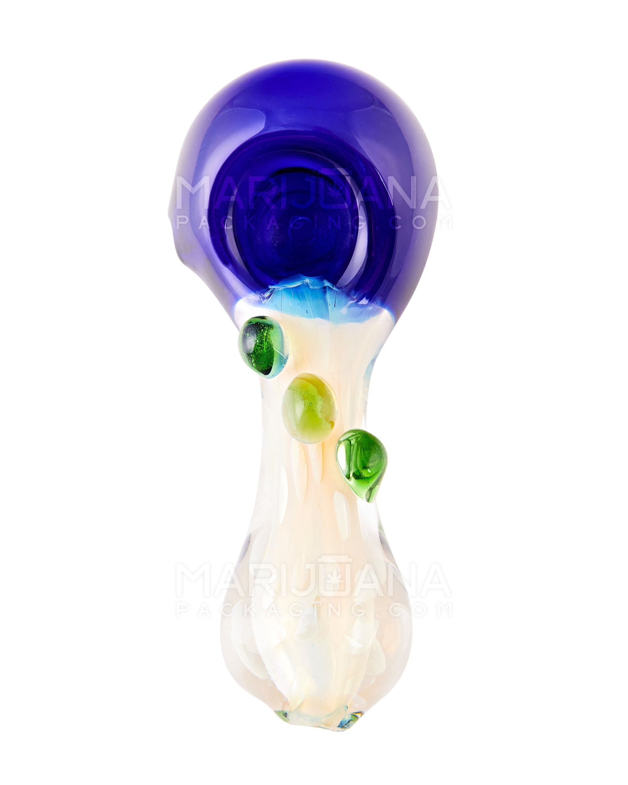 Color Pull & Fumed Spoon Hand Pipe w/ Triple Knockers | 4.5in Long - Glass - Assorted
