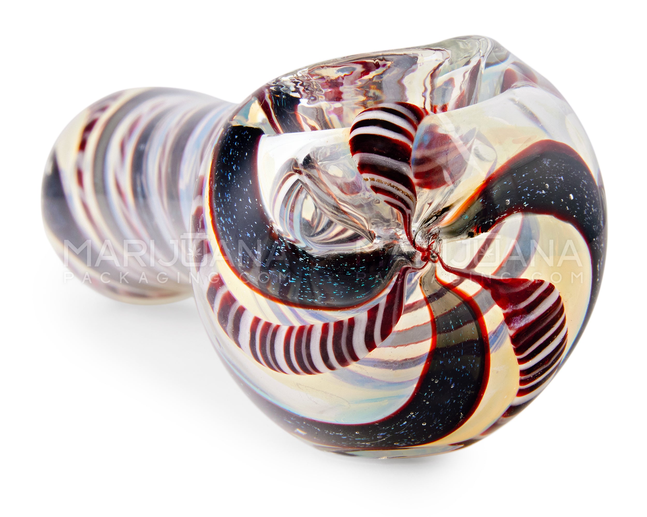 Spiral & Fumed Spoon Hand Pipe w/ Ribboning | 4.5in Long - Glass - Assorted