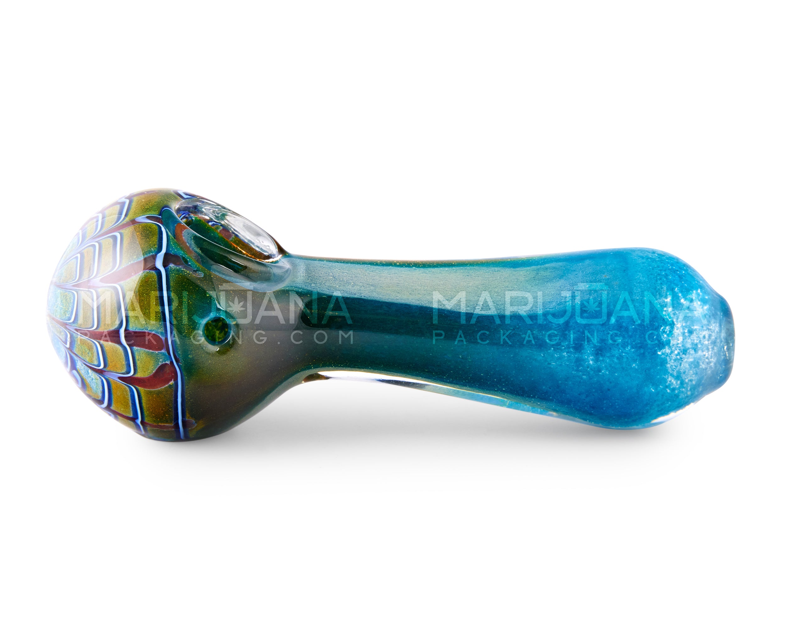 Raked & Frit Spoon Hand Pipe | 5in Long - Glass - Assorted - 4