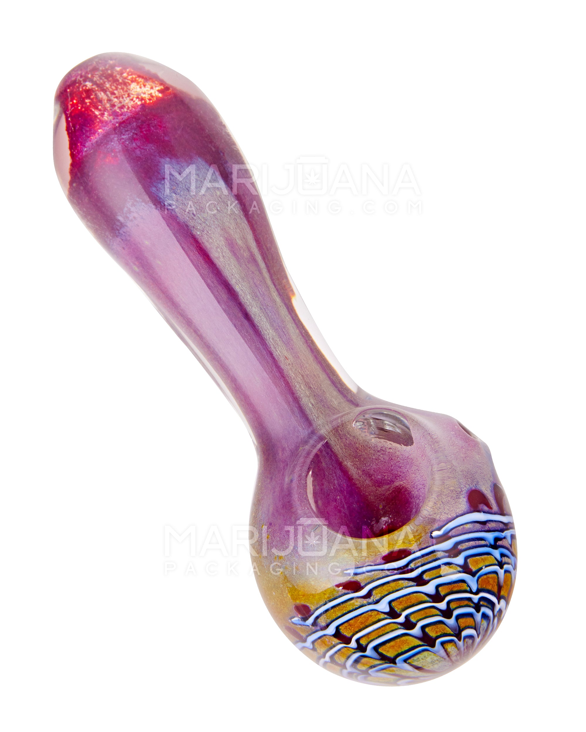 Raked & Frit Spoon Hand Pipe | 5in Long - Glass - Assorted - 6