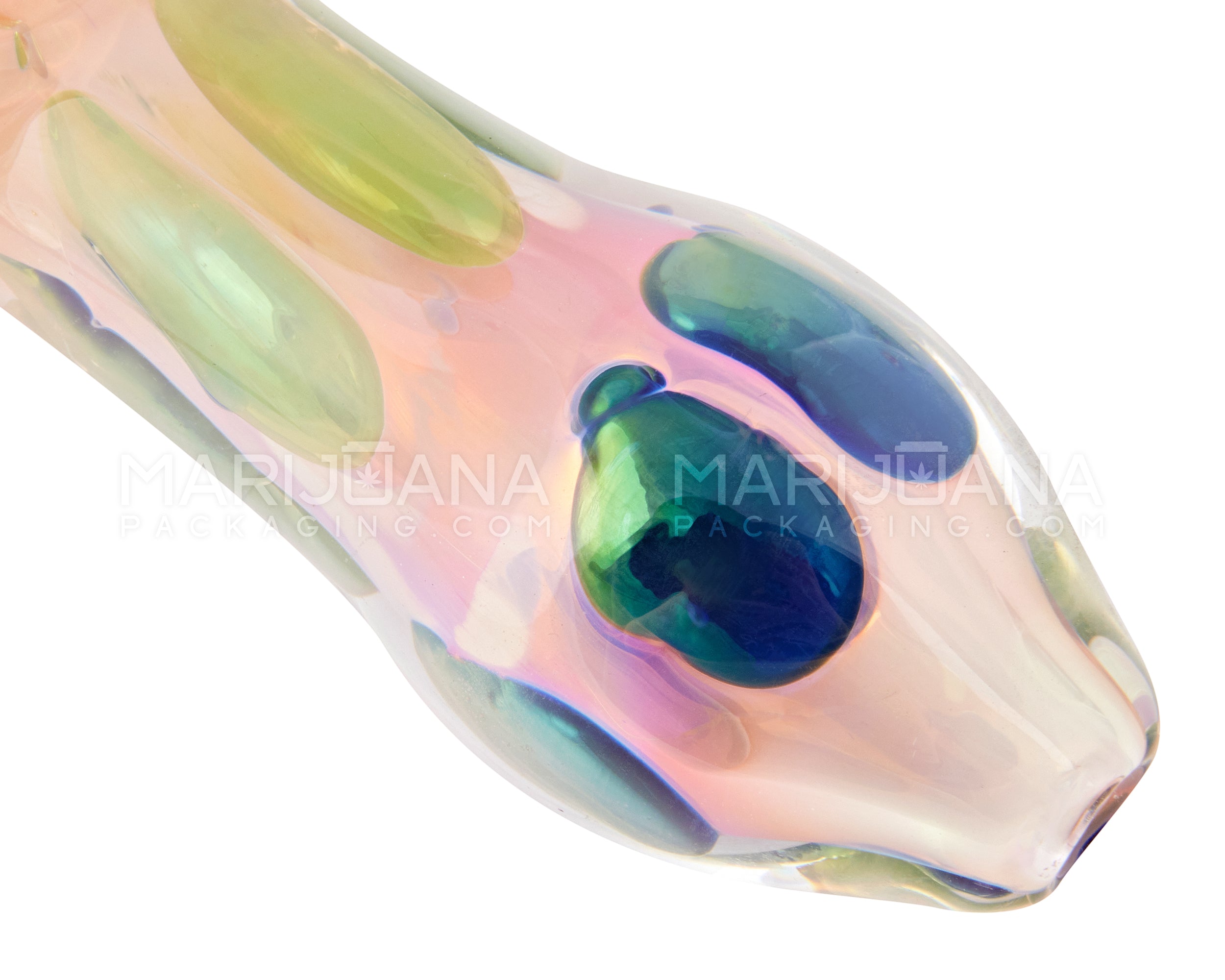 Swirl & Fumed Spoon Hand Pipe w/ Color Dots | 4.5in Long - Glass - Assorted