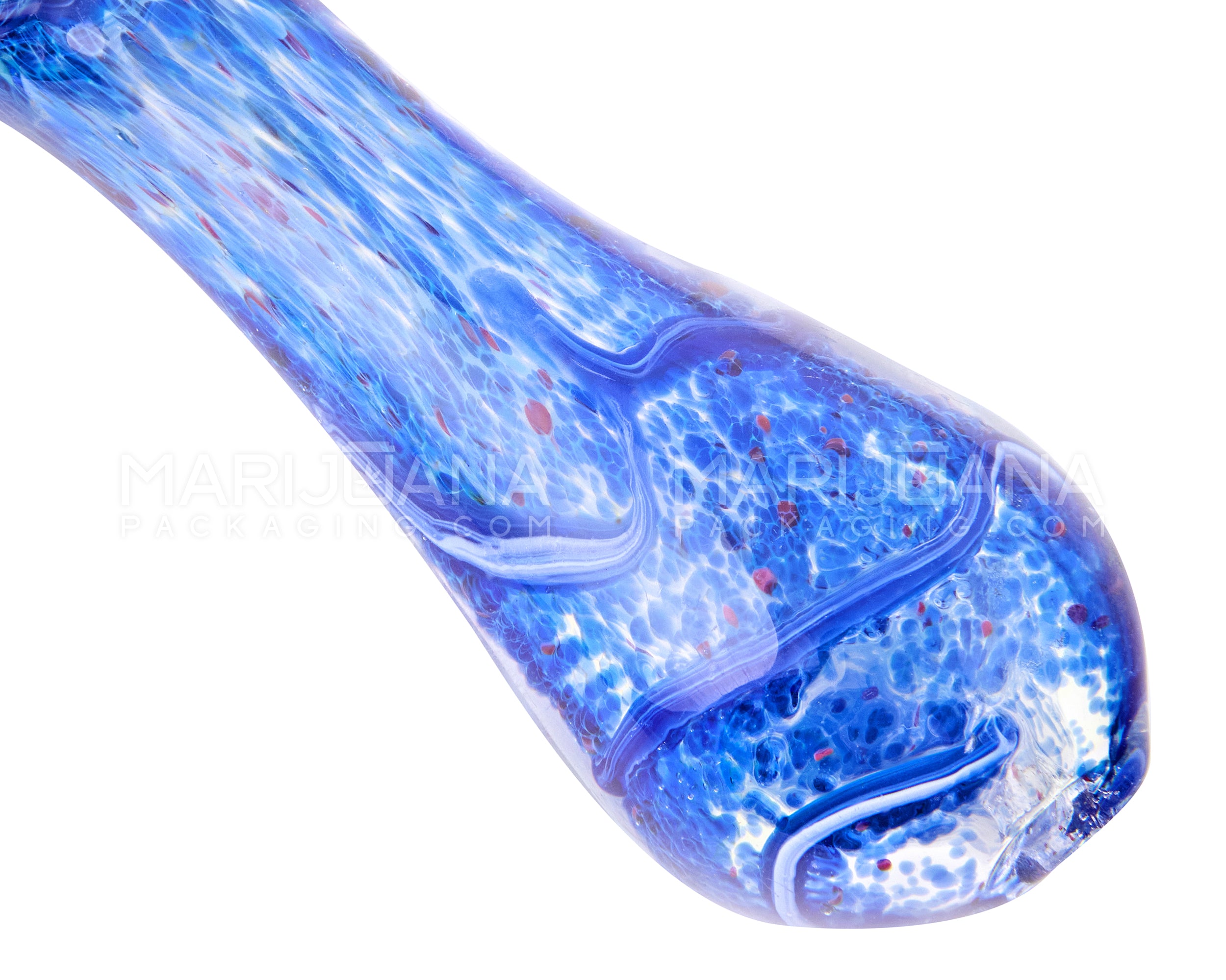 Frit & Fumed Spiral Spoon Hand Pipe w/ Triple Knockers | 4.5in Long - Glass - Assorted - 3