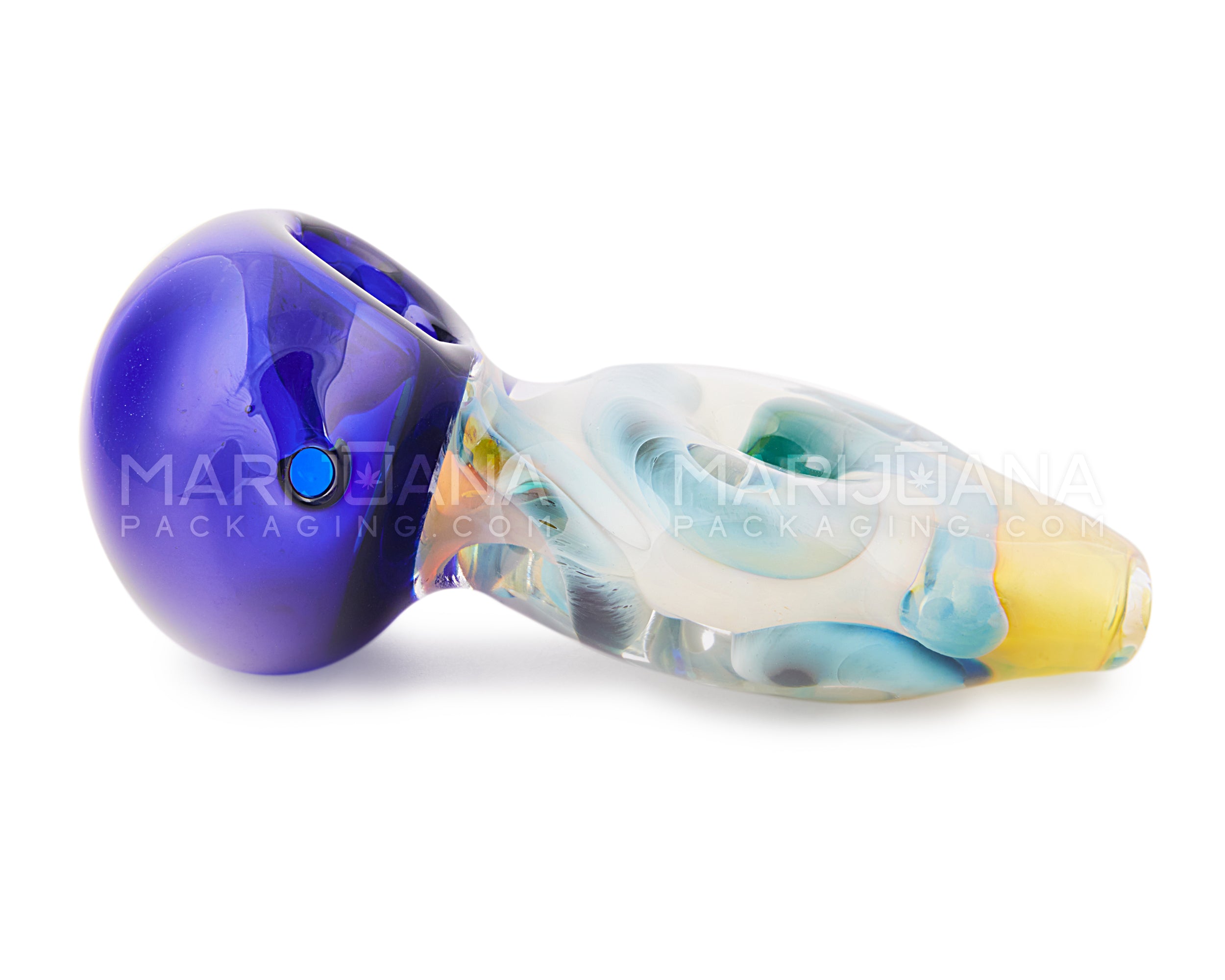 Frit & Swirl Multi Fumed Donut Spoon Hand Pipe | 4in Long - Glass - Assorted - 4