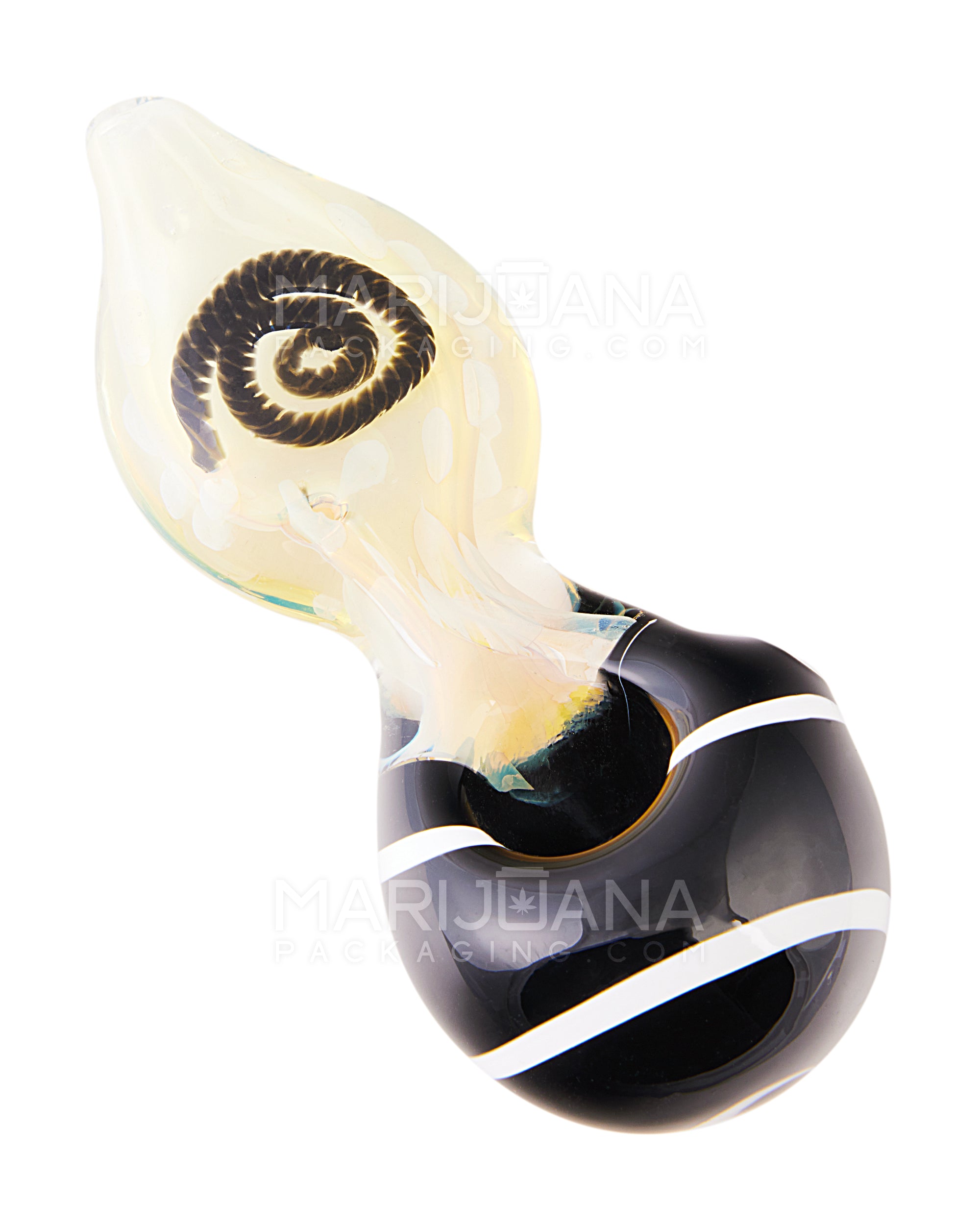Frit & Swirl Multi Fumed Donut Spoon Hand Pipe | 4in Long - Glass - Assorted - 8
