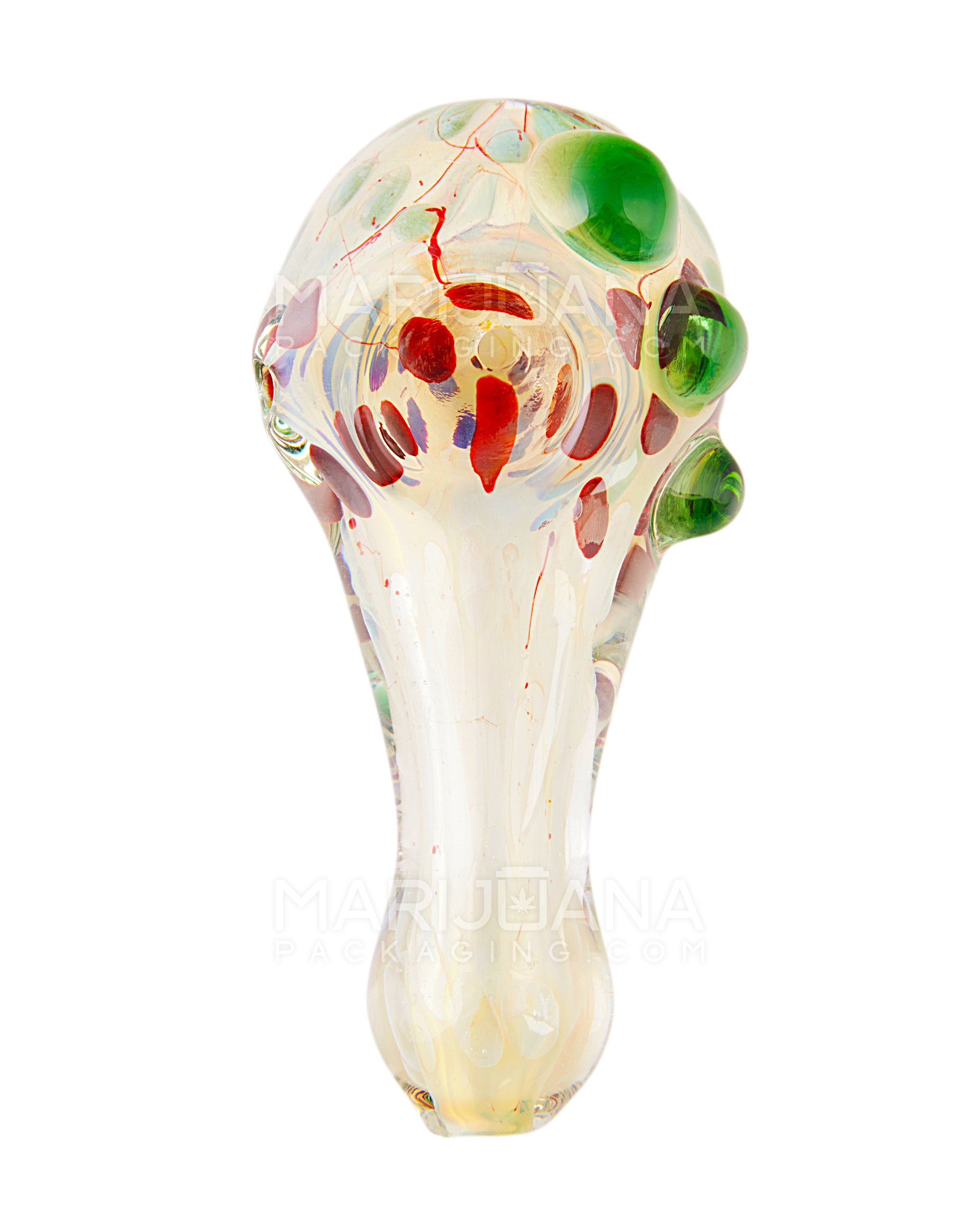 Swirl & Fumed Spotted Spoon Hand Pipe w/ Knockers | 4.5in Long - Glass - Assorted