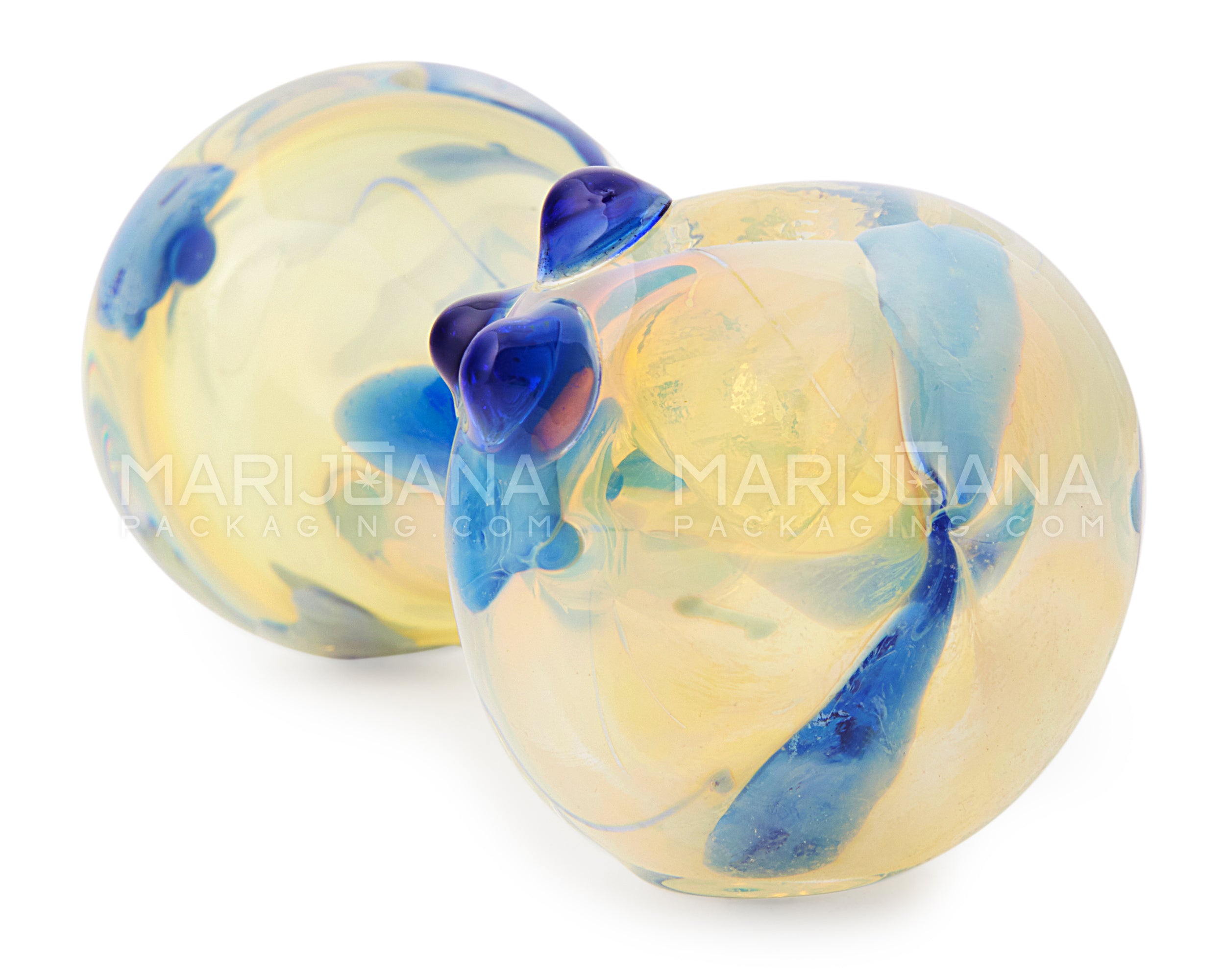 Speckled & Gold Fumed Spoon Hand Pipe w/ Triple Knockers | 4in Long - Glass - Assorted