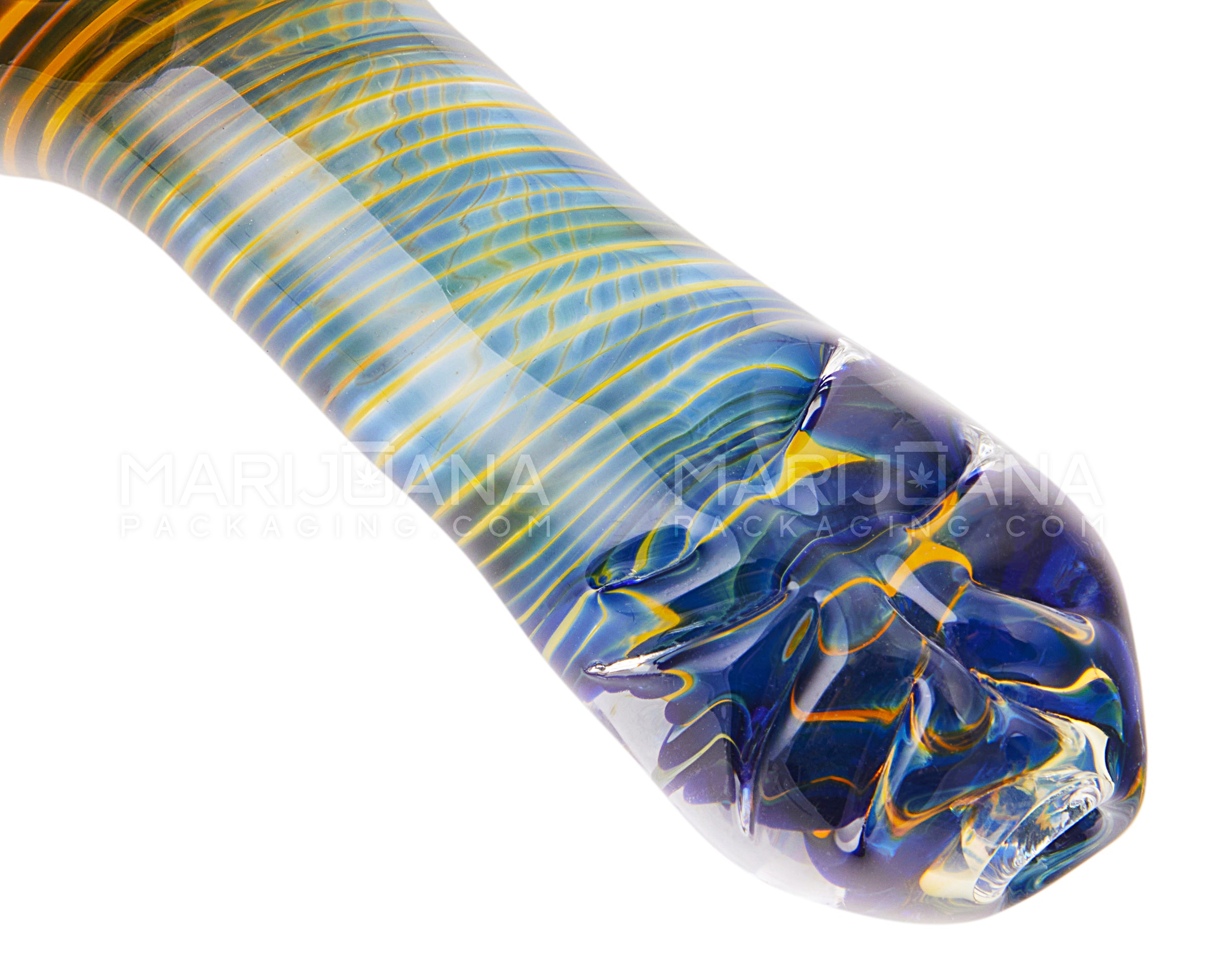 Spiral & Fumed Spoon Flat Knocker Hand Pipe | 5in Long - Glass - Assorted - 3