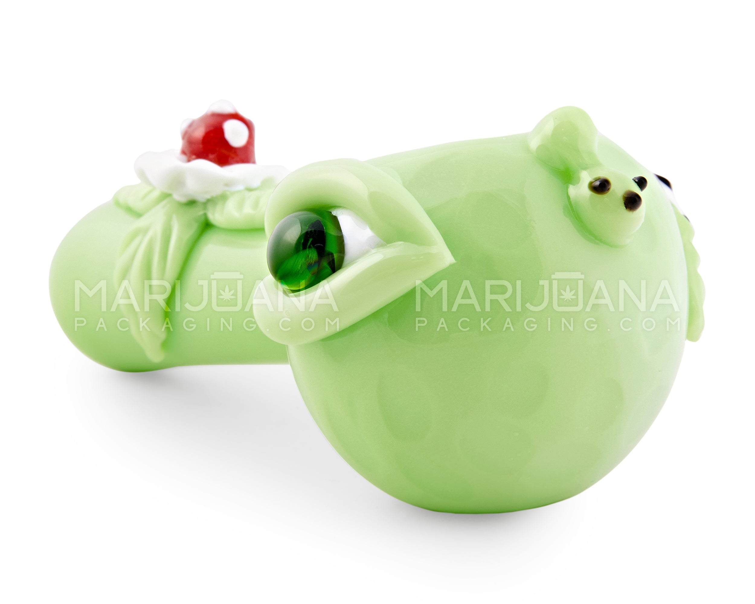 Floral Eye Spoon Hand Pipe | 5.5in Long - Glass - Green