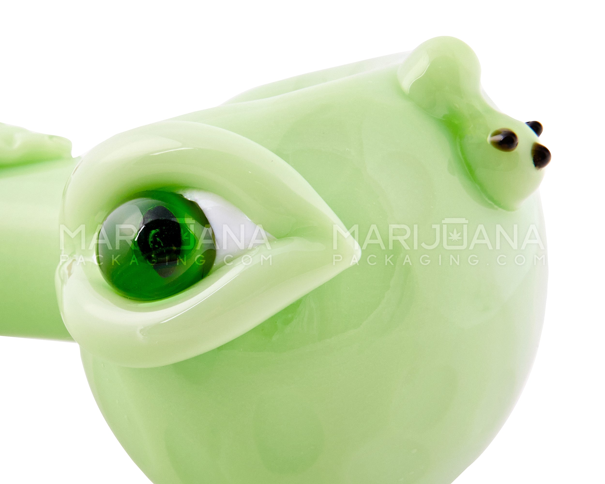 Floral Eye Spoon Hand Pipe | 5.5in Long - Glass - Green