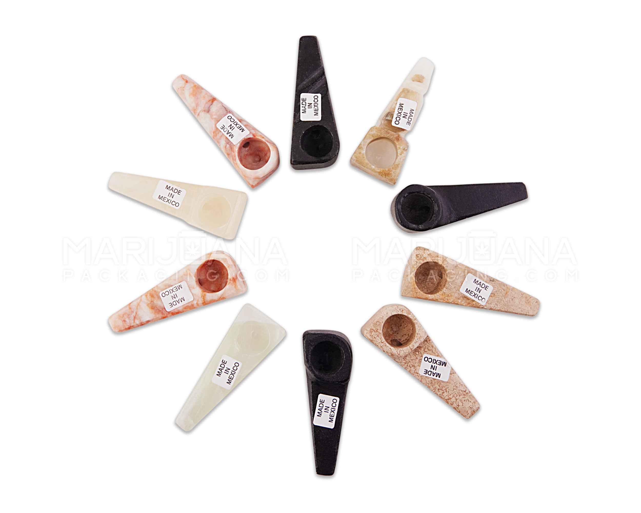 Small Marble Rectangle Spoon Hand Pipes | 2.25in Long - Marble Stone - Assorted