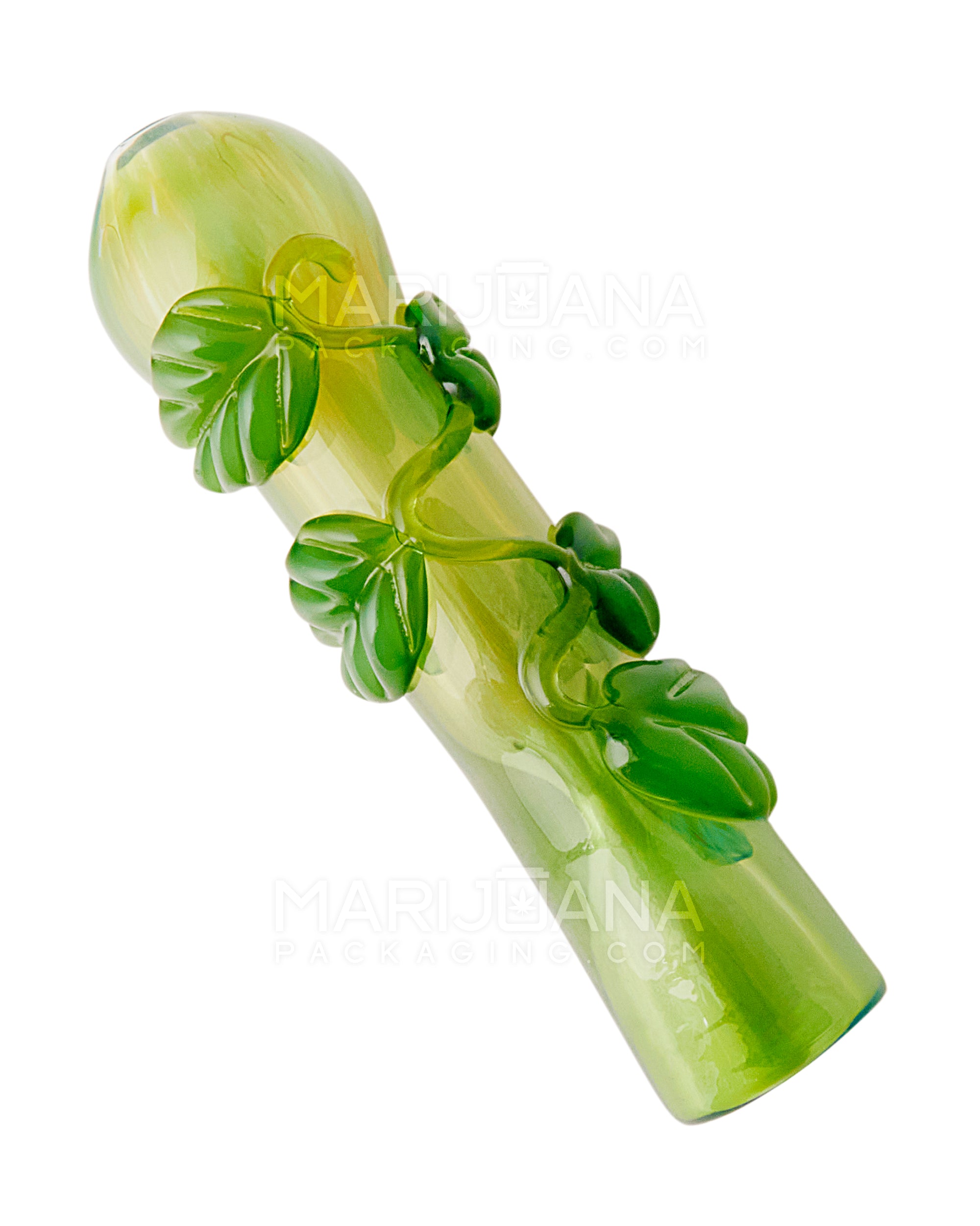 Fumed Leaf Design Chillum Hand Pipe | 3.5in Long - Glass - Assorted