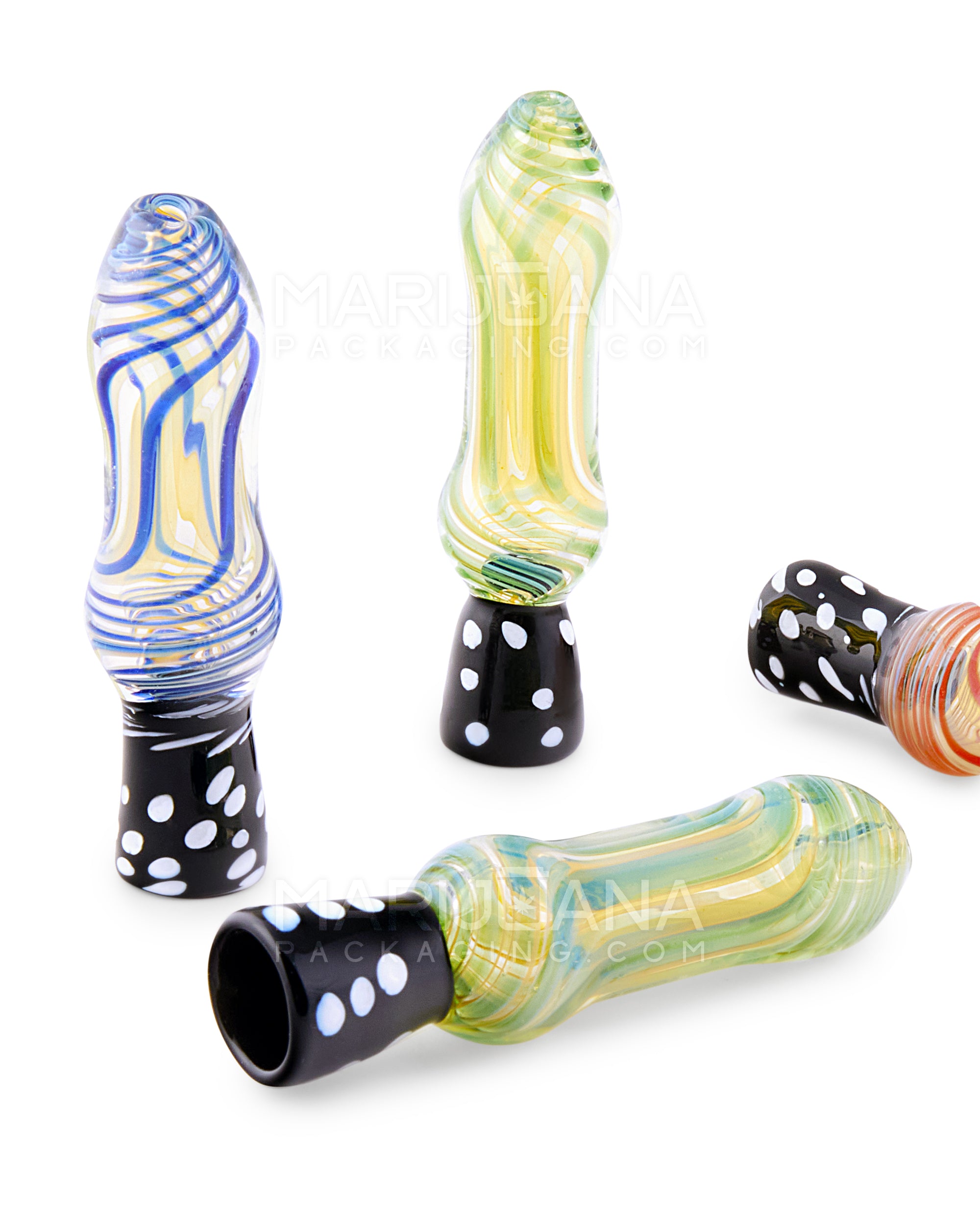 Fumed Spotted Bowl Chillum Hand Pipe | 3.25in Long - Glass - Assorted