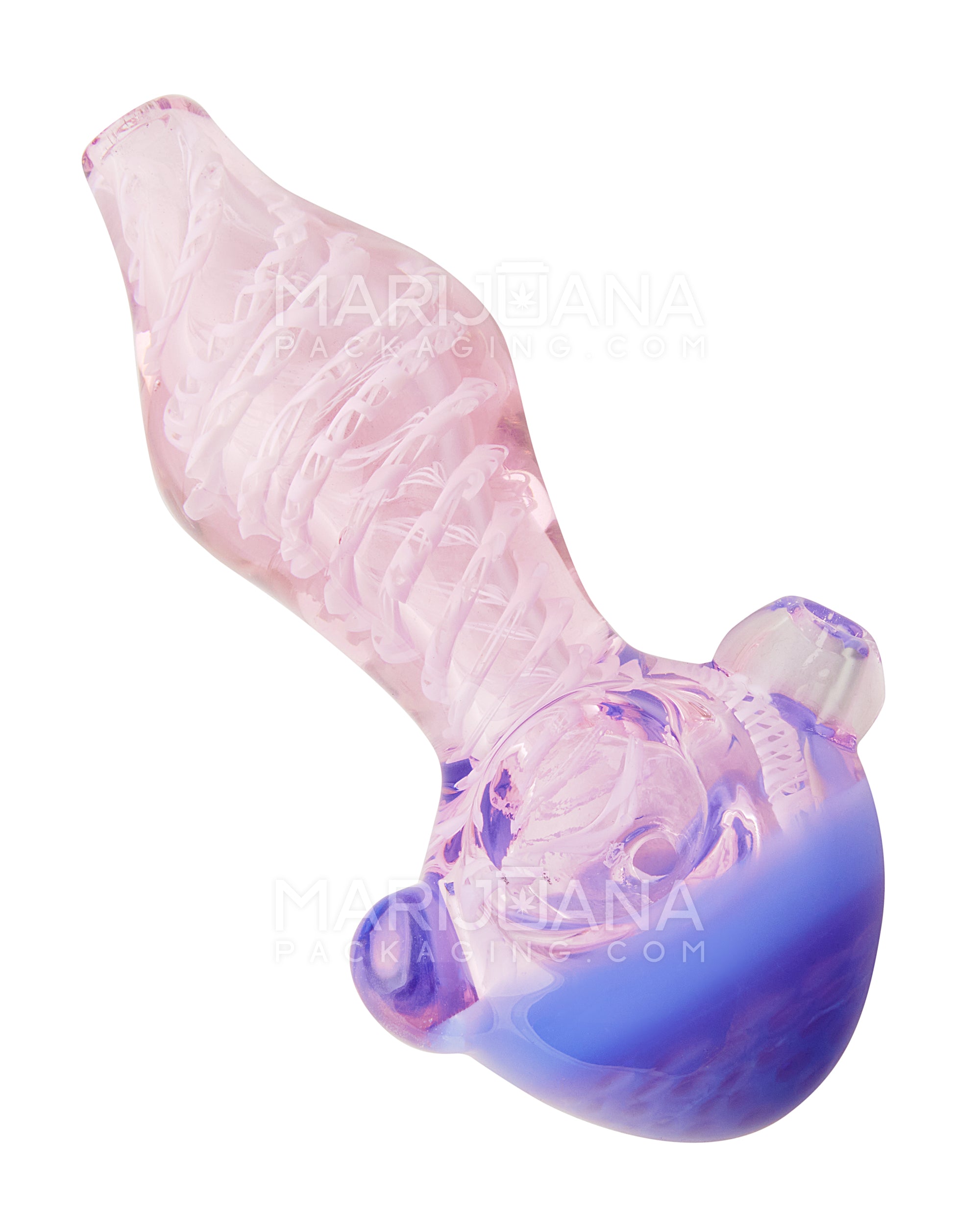 Ribboned Striped Honeycomb Bowl Hand Pipe | 4.5in Long - Glass - Assorted