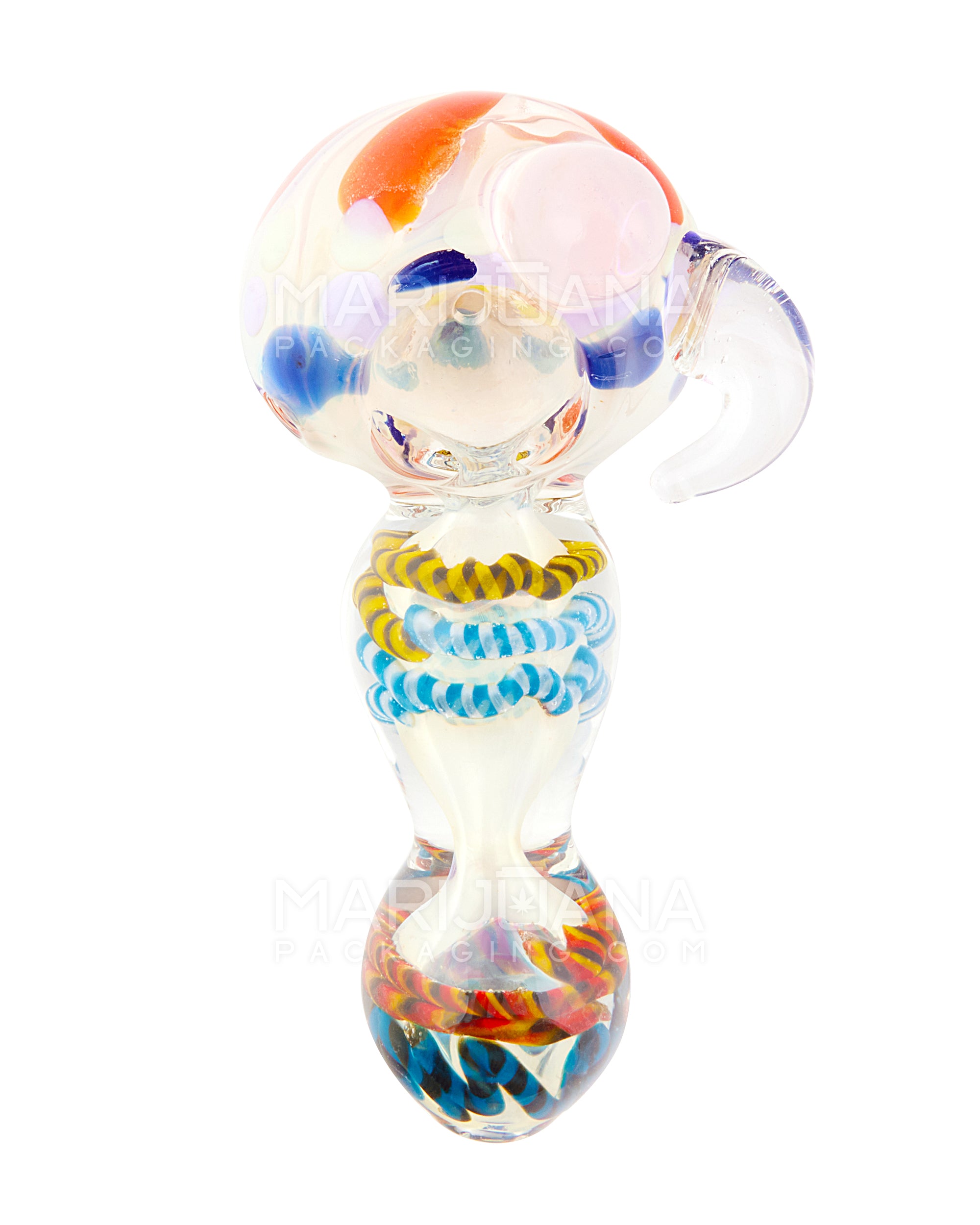 Ribboned & Fumed Spotted Hand Pipe w/ Single Knocker | 4.75in Long - Glass - Assorted - 2