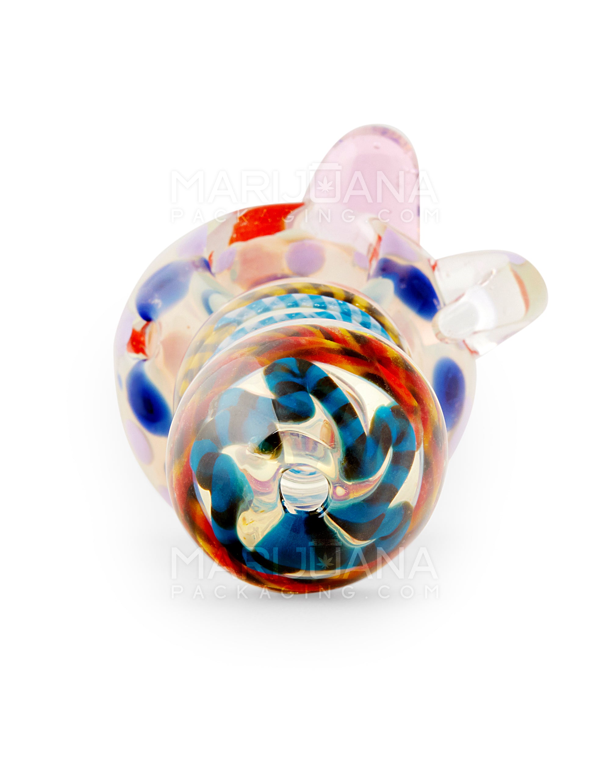 Ribboned & Fumed Spotted Hand Pipe w/ Single Knocker | 4.75in Long - Glass - Assorted - 9