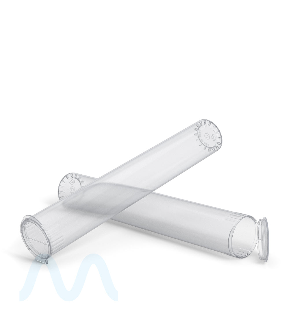 Child Resistant | King Size Pop Top Transparent Plastic USA Pre-Roll Tubes (Open) | 116mm - Clear - 1000 Count