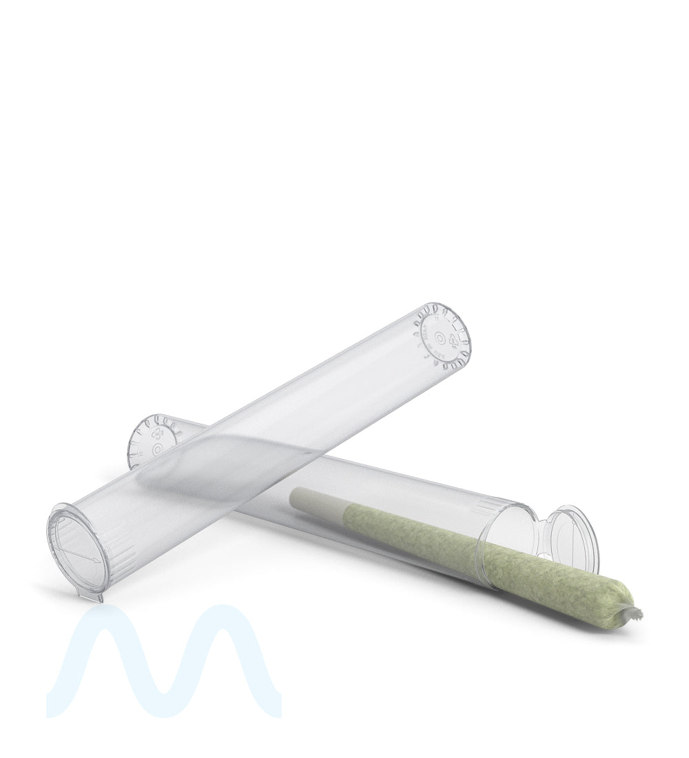 Child Resistant | King Size Pop Top Transparent Plastic USA Pre-Roll Tubes (Open) | 116mm - Clear - 1000 Count