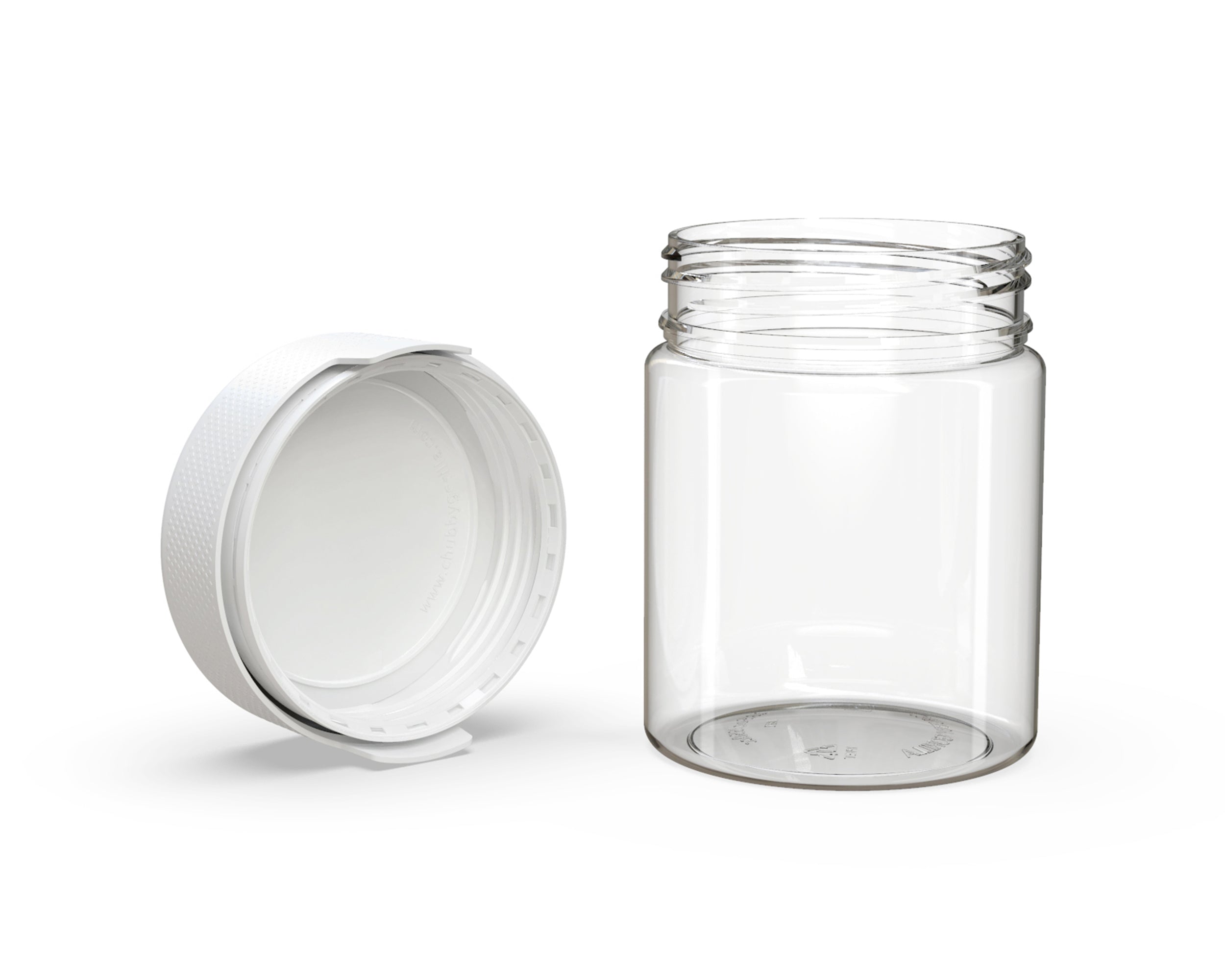 CHUBBY GORILLA | Child Resistant Clear Plastic Aviator XL Container w/ White Cap | 550mL - 18.5oz - 60 Count