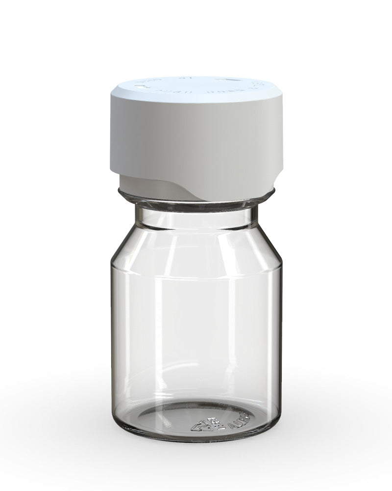 CHUBBY GORILLA | Child Resistant Stubby Aviator Shot Bottles Clear | 30mL - w/ White Lid - 800 Count