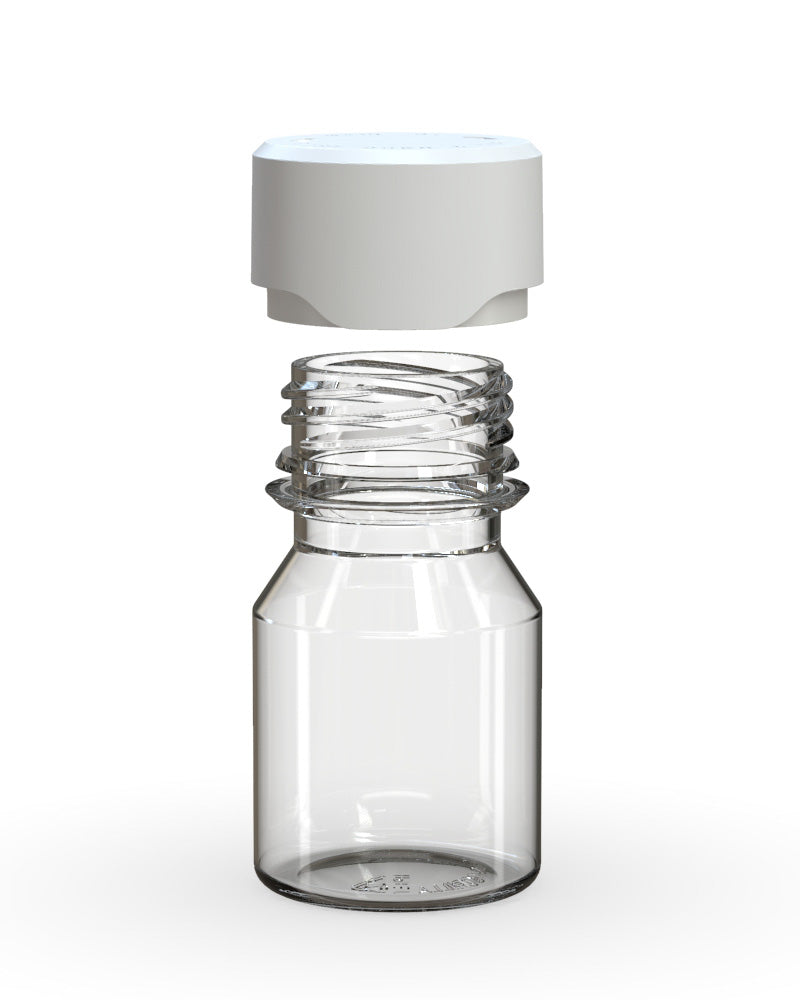 CHUBBY GORILLA | Child Resistant Stubby Aviator Shot Bottles Clear | 30mL - w/ White Lid - 800 Count