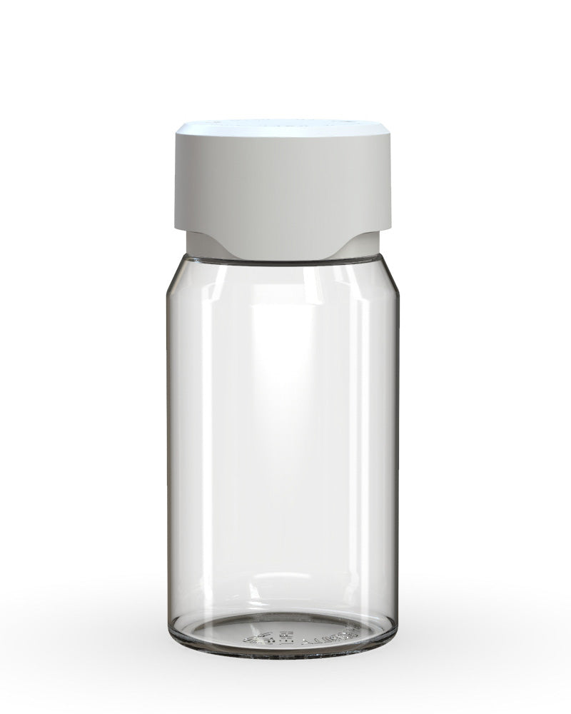 CHUBBY GORILLA Child Resistant Mini Aviator Shot Bottles Clear | 60mL - w/ White Lid | Sample
