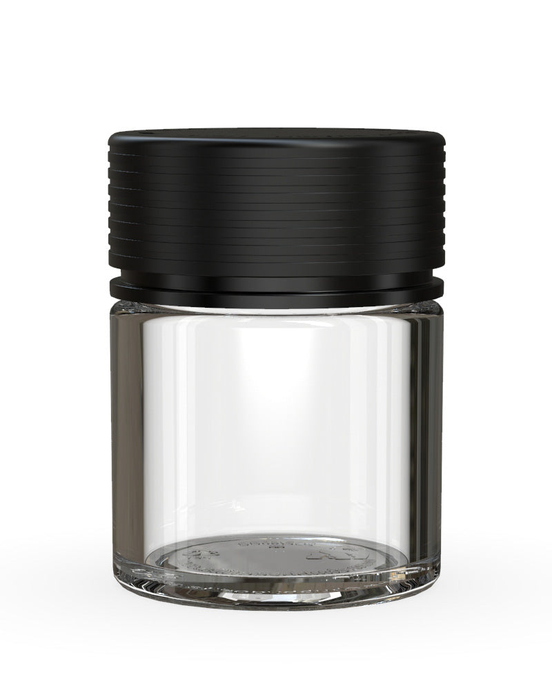 CHUBBY GORILLA Child Resistant Clear Plastic Thick Wall Spiral Jar w/ Black Cap | 55mm - 2oz | Sample
