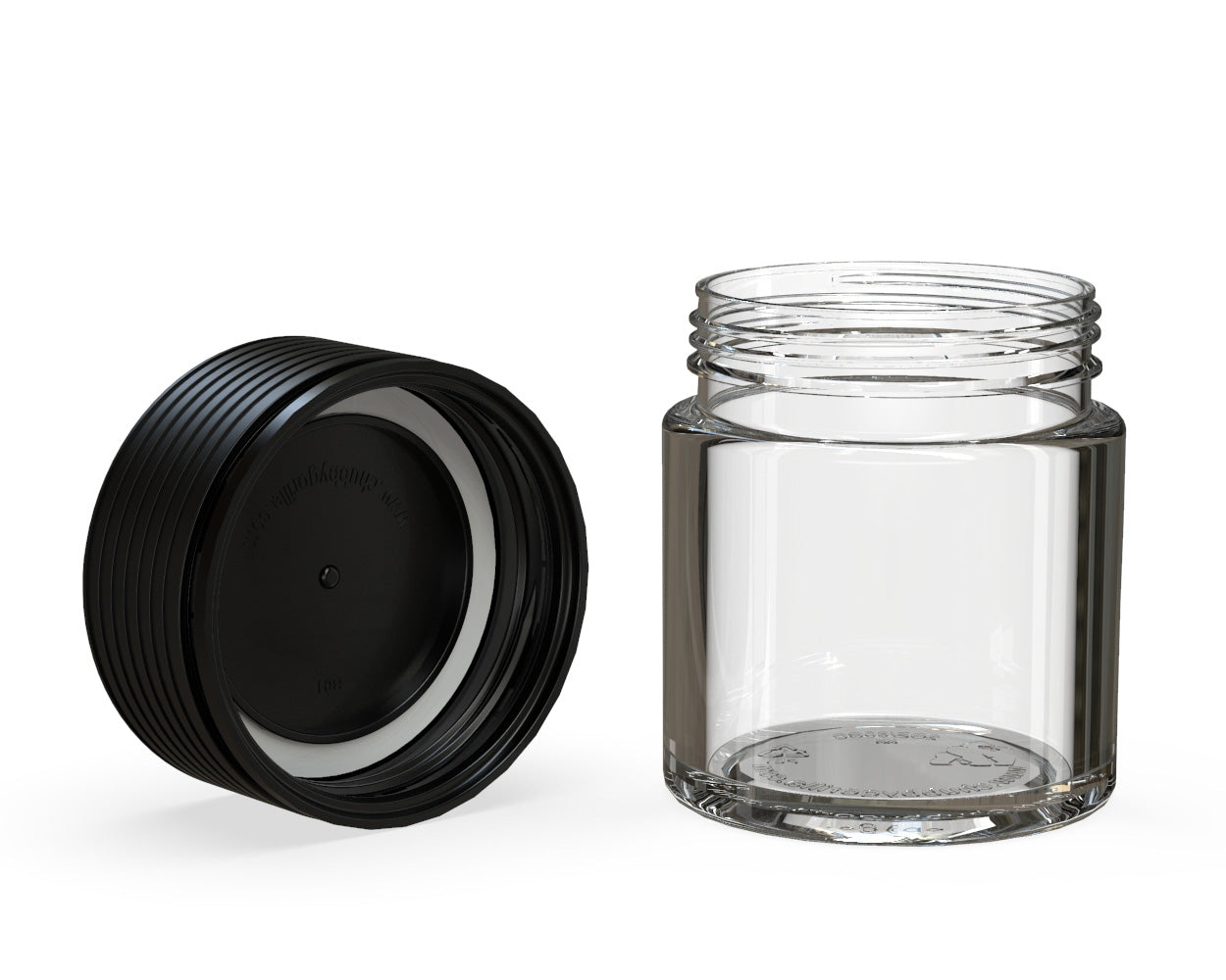 CHUBBY GORILLA | Child Resistant Clear Plastic Thick Wall Spiral Jar w/ Black Cap | 55mm - 2oz - 150 Count