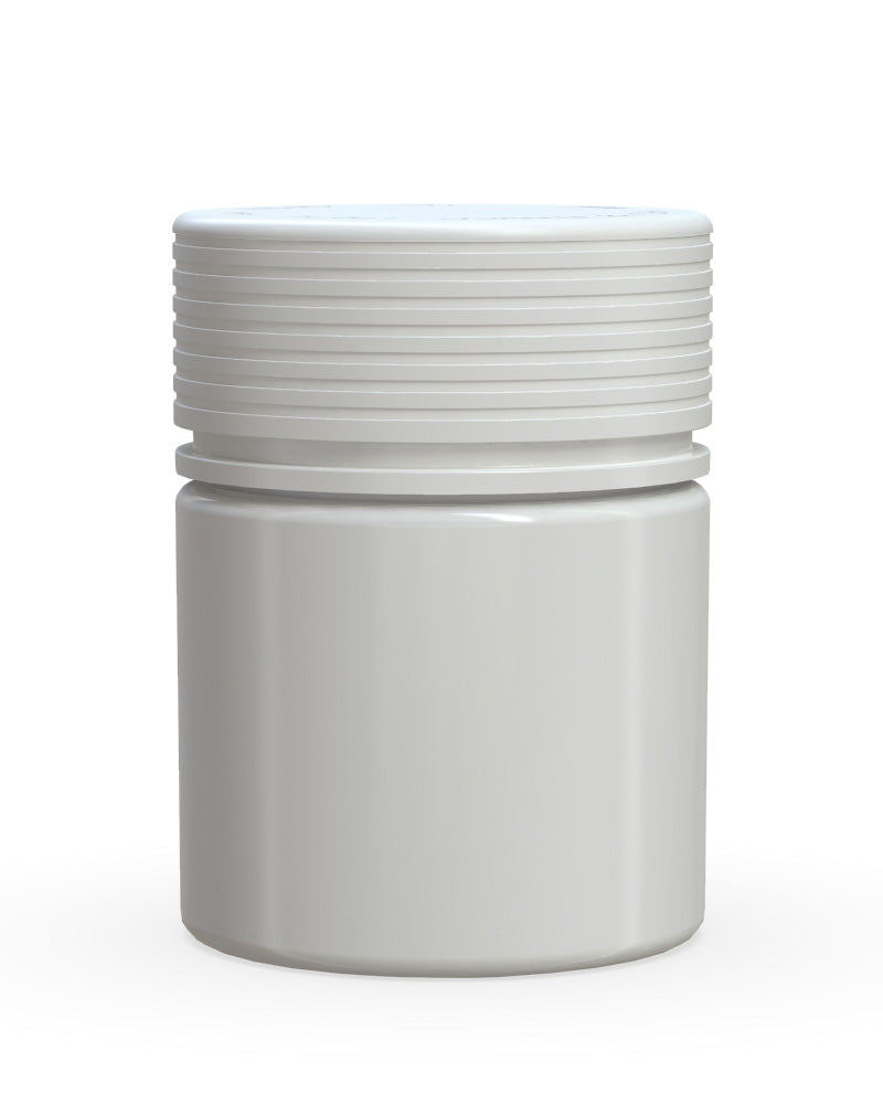 CHUBBY GORILLA Child Resistant White Plastic Thick Wall Spiral Jar w/ White Cap | 55mm - 2oz | Sample