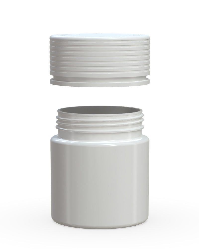 CHUBBY GORILLA | Child Resistant White Plastic Thick Wall Spiral Jar w/ White Cap | 55mm - 2oz - 150 Count