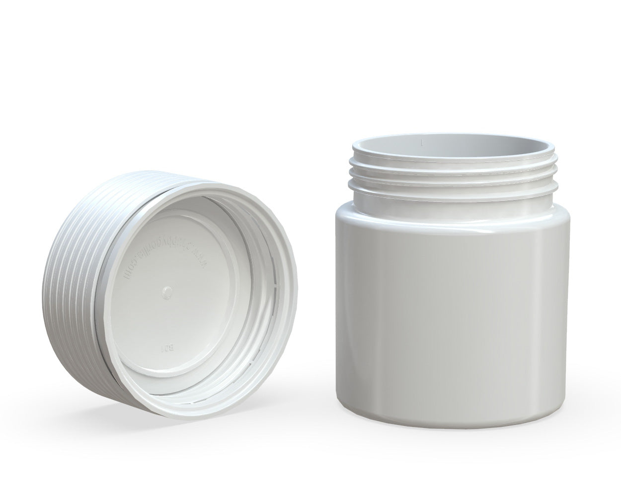 CHUBBY GORILLA | Child Resistant White Plastic Thick Wall Spiral Jar w/ White Cap | 55mm - 2oz - 150 Count