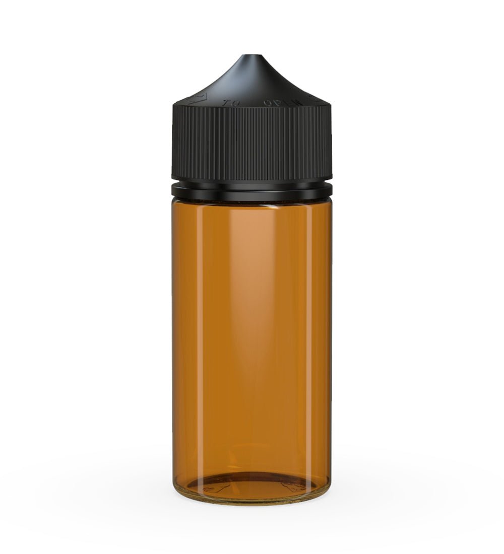 CHUBBY GORILLA Child Resistant Unicorn V3 PET Dropper Bottles Amber | 100mL - w/ Black Lid | Sample
