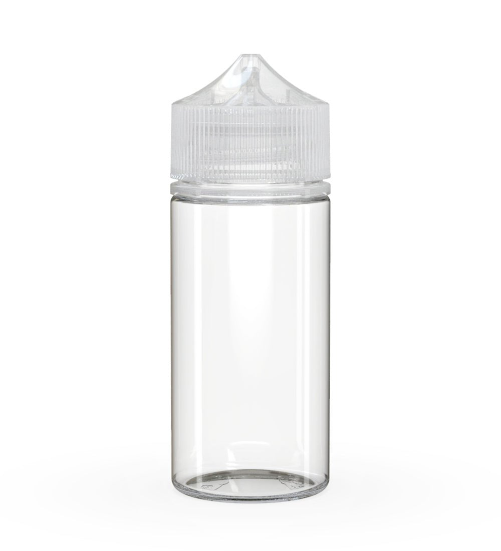 CHUBBY GORILLA Child Resistant Unicorn V3 PET Dropper Bottles Clear | 100mL - w/ Clear Lid | Sample