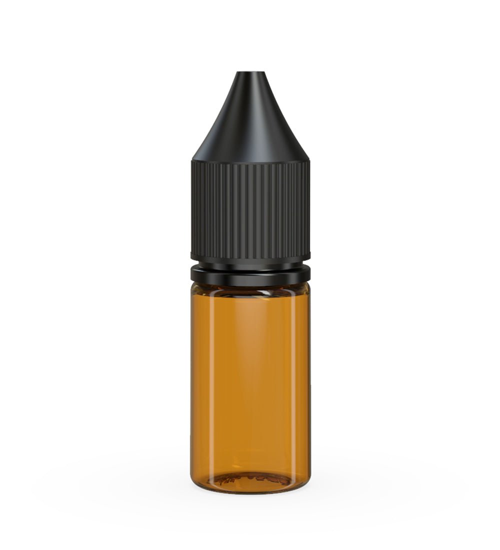 CHUBBY GORILLA Child Resistant Unicorn V3 PET Dropper Bottles Amber | 10mL - w/ Black Lid | Sample