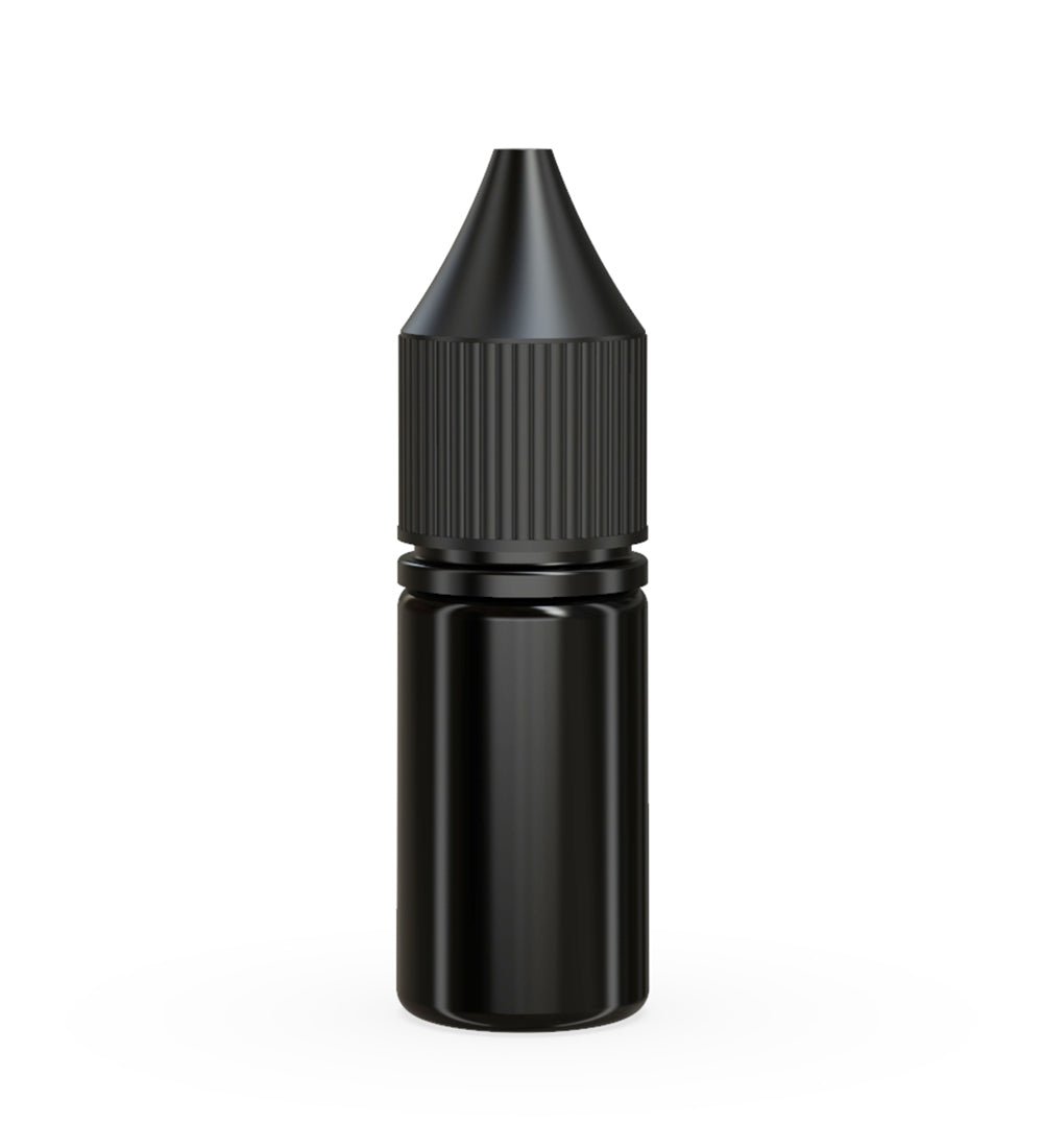 CHUBBY GORILLA Child Resistant Unicorn V3 PET Dropper Bottles Opaque Black | 10mL - w/ Black Lid | Sample