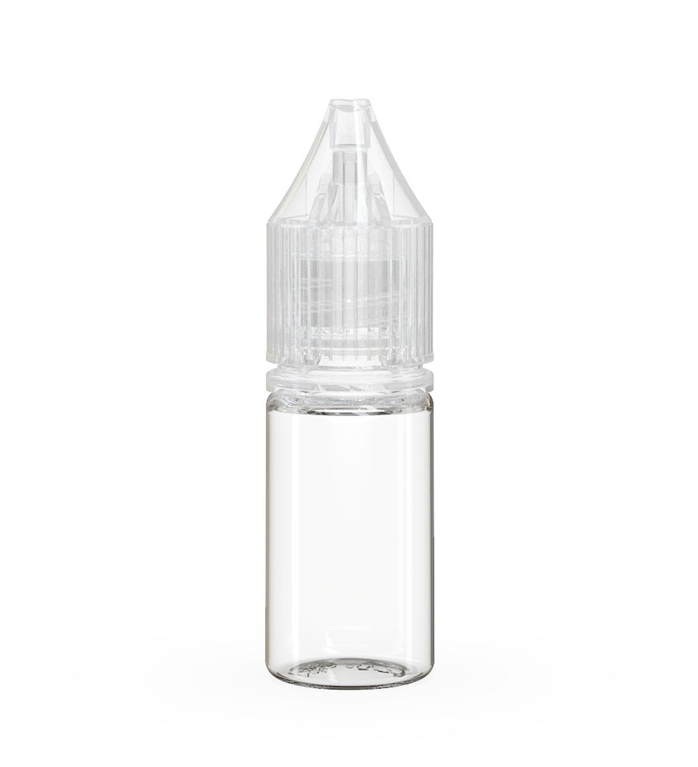 CHUBBY GORILLA Child Resistant Unicorn V3 PET Dropper Bottles Clear | 10mL - w/ Clear Lid | Sample