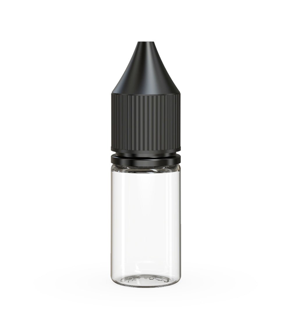 CHUBBY GORILLA Child Resistant Unicorn V3 PET Dropper Bottles Clear | 10mL - w/ Black Lid | Sample