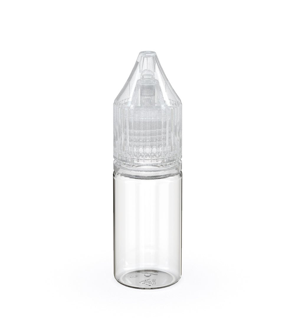 CHUBBY GORILLA Child Resistant Unicorn V3 PET Dropper Bottles w/ Clear Reducer | 10mL - Clear | Sample