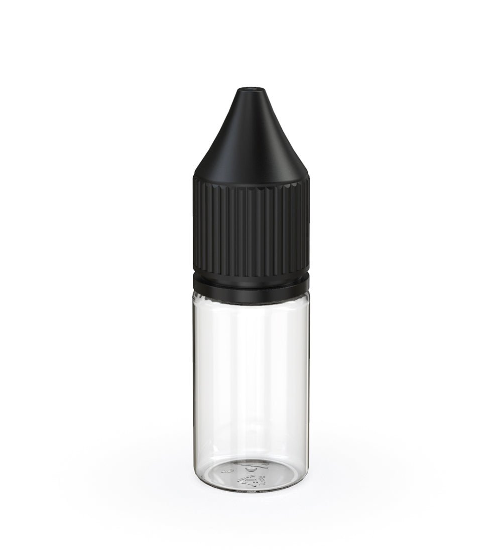 CHUBBY GORILLA Child Resistant Unicorn V3 PET Dropper Bottles Clear | 10mL - w/ Black Reducer | Sample