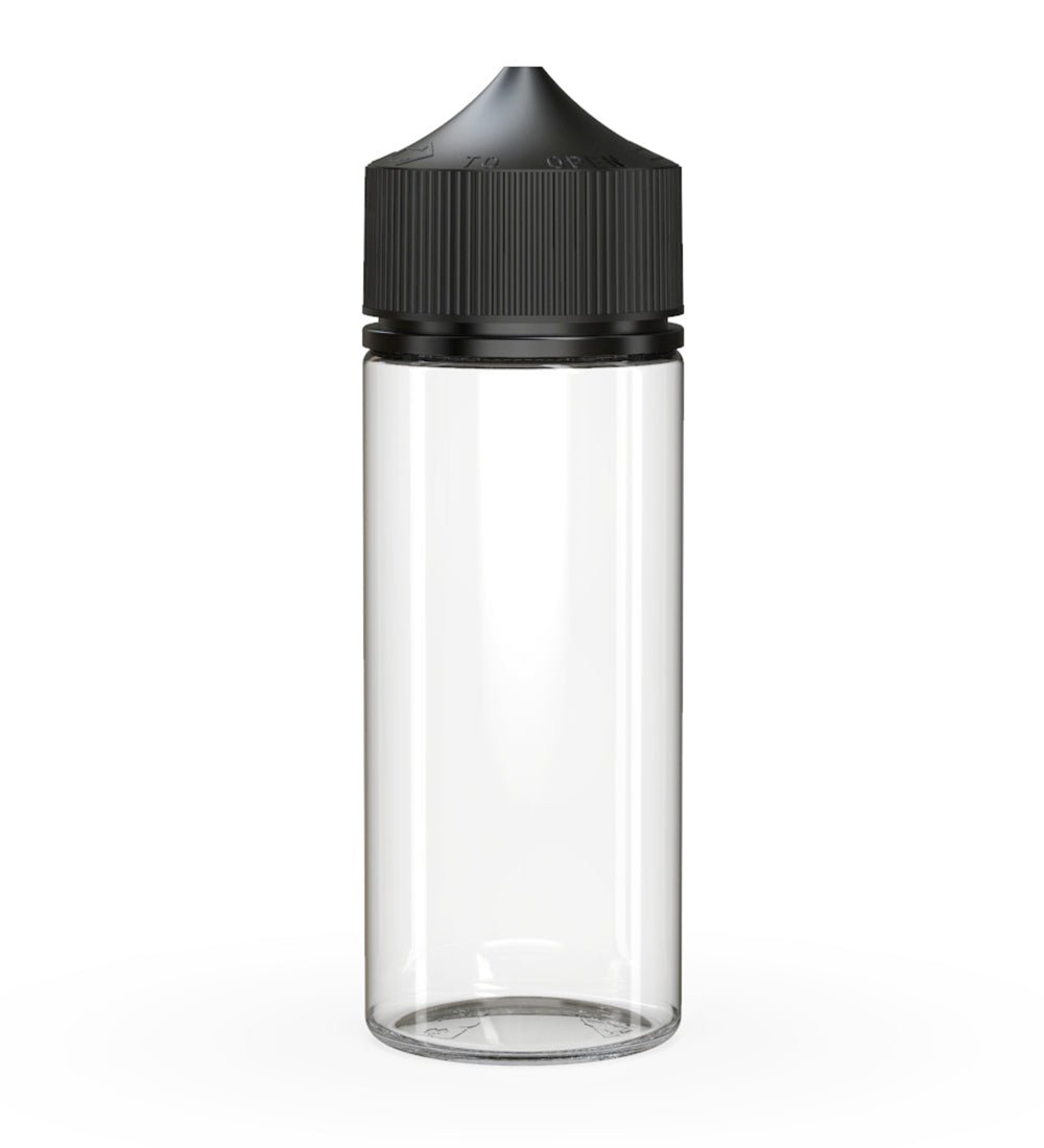 CHUBBY GORILLA Child Resistant Unicorn V3 PET Dropper Bottles Clear | 120mL - w/ Black Lid | Sample