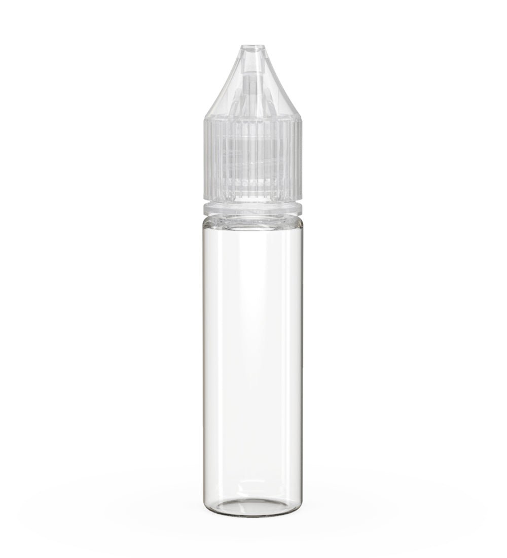 CHUBBY GORILLA Child Resistant Unicorn V3 PET Dropper Bottles Clear | 20mL - w/ Clear Lid | Sample