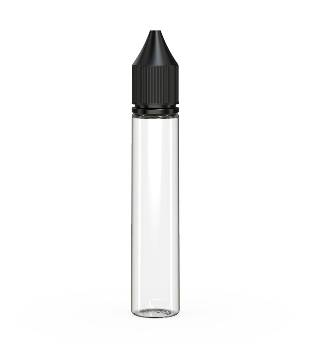 CHUBBY GORILLA Child Resistant Unicorn V3 PET Dropper Bottles Clear | 30mL - w/ Black Lid | Sample